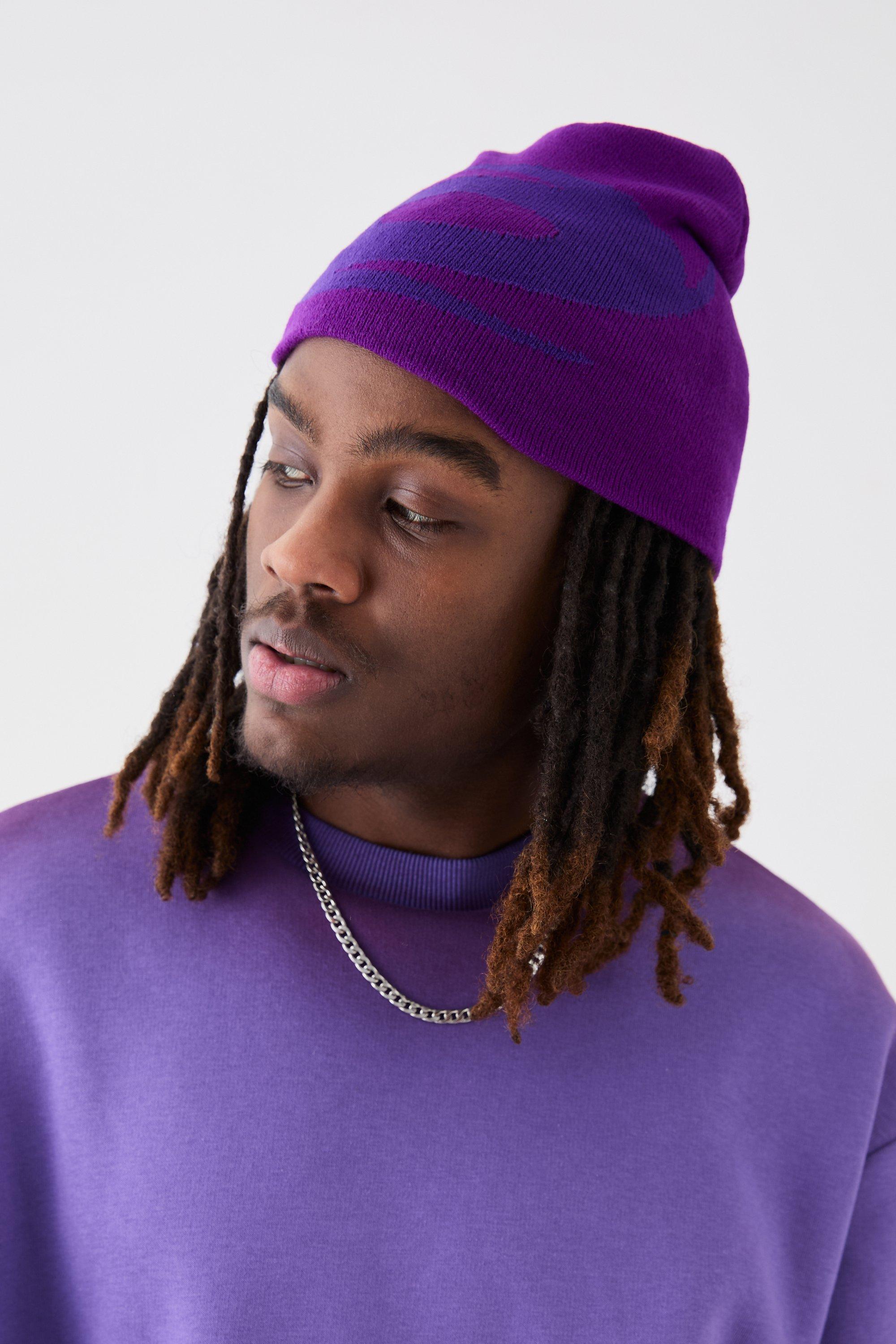 bonnet à imprimé espace homme - violet - one size, violet
