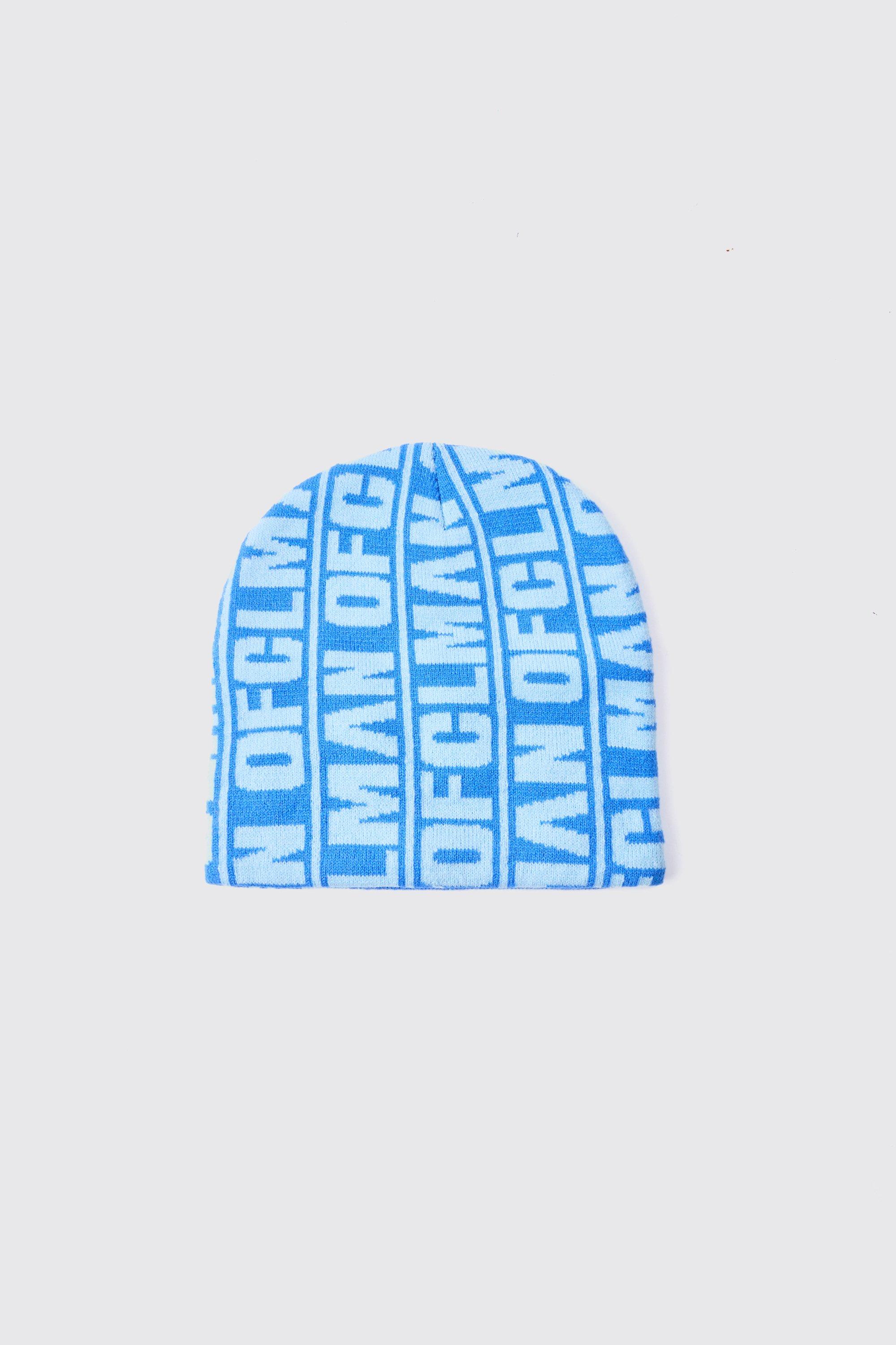 Mens Blue Ofcl Man Tonal Graphic Beanie, Blue