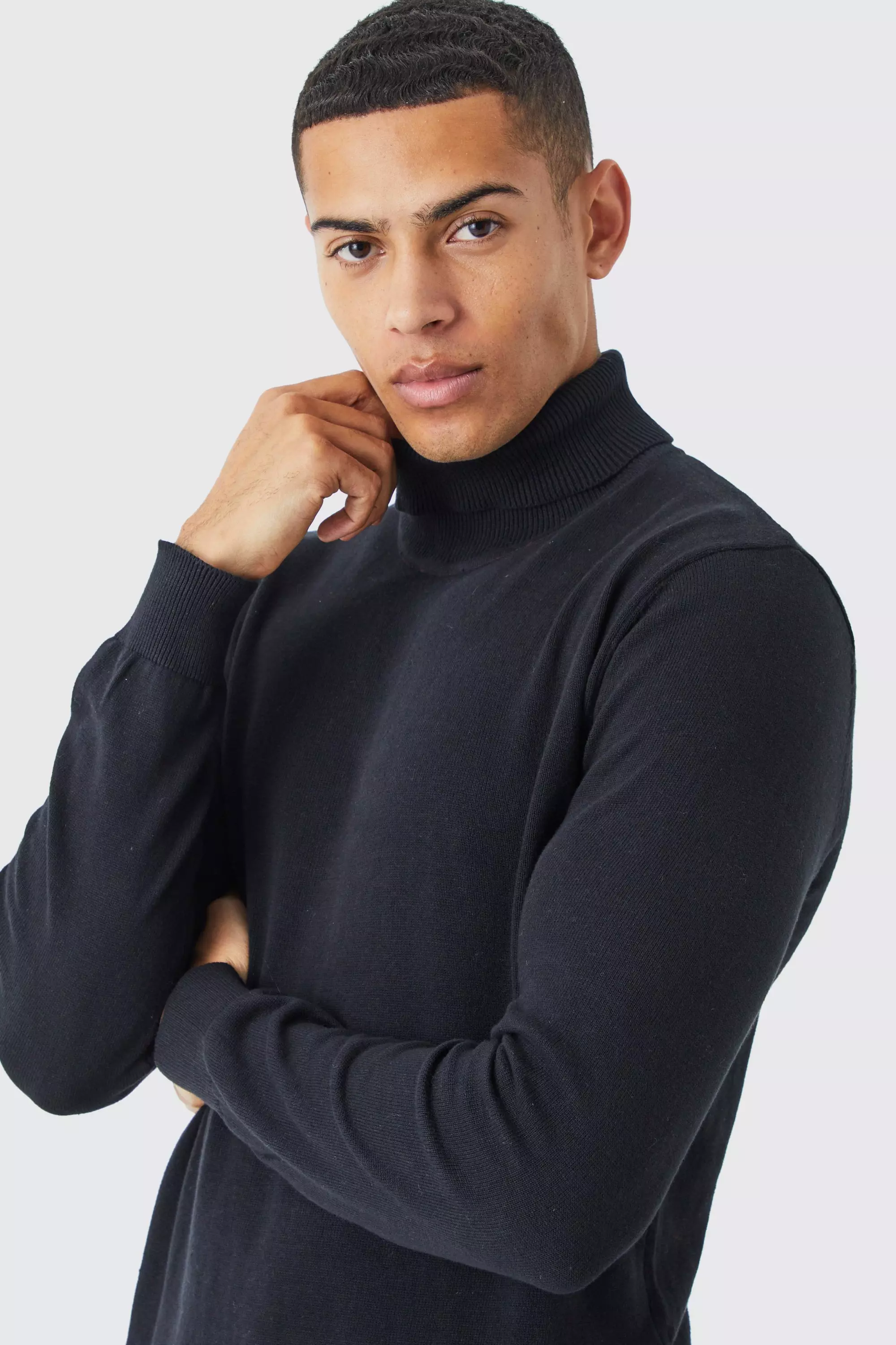 Thin black 2025 roll neck jumper