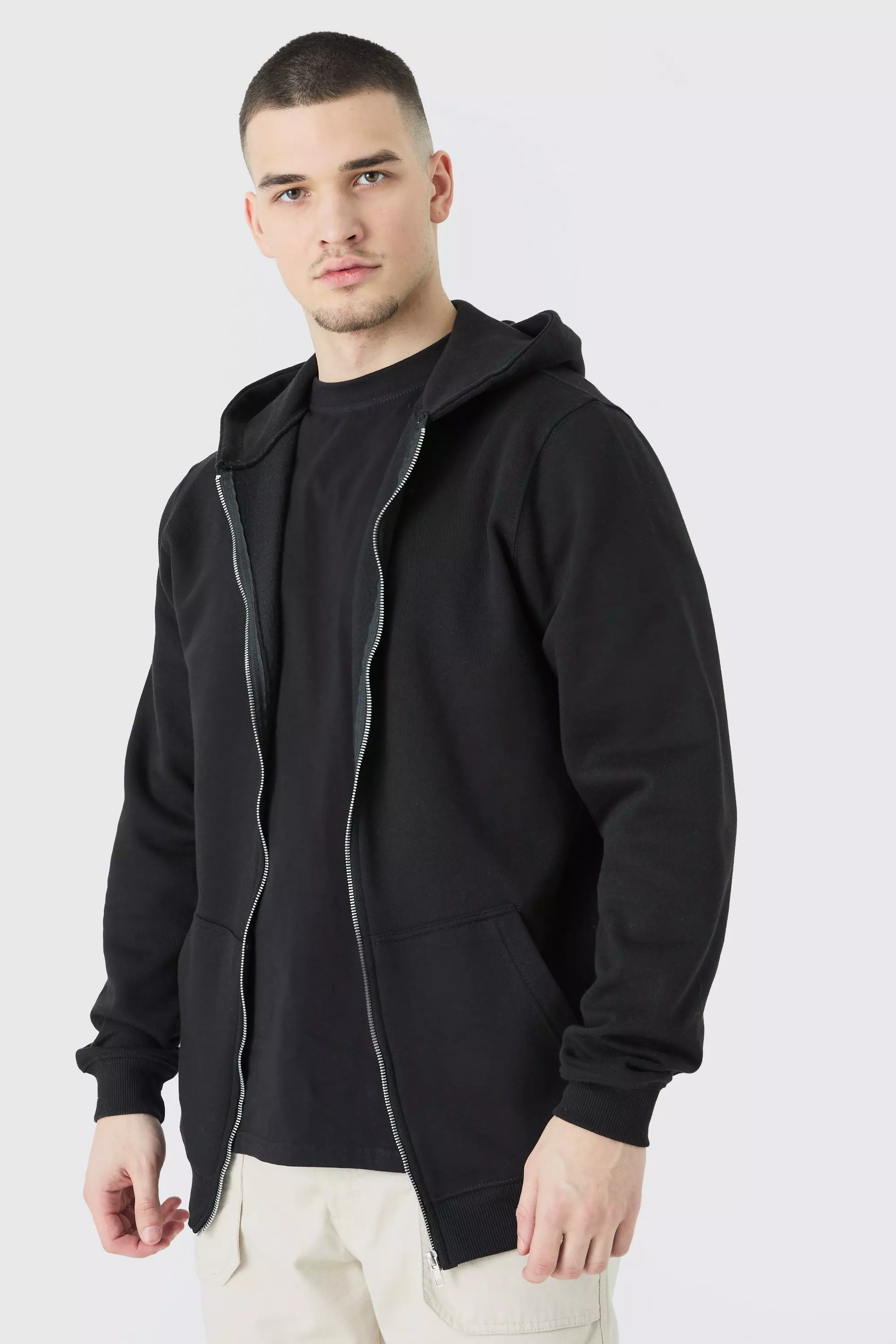 Mens zip outlet through hoodie