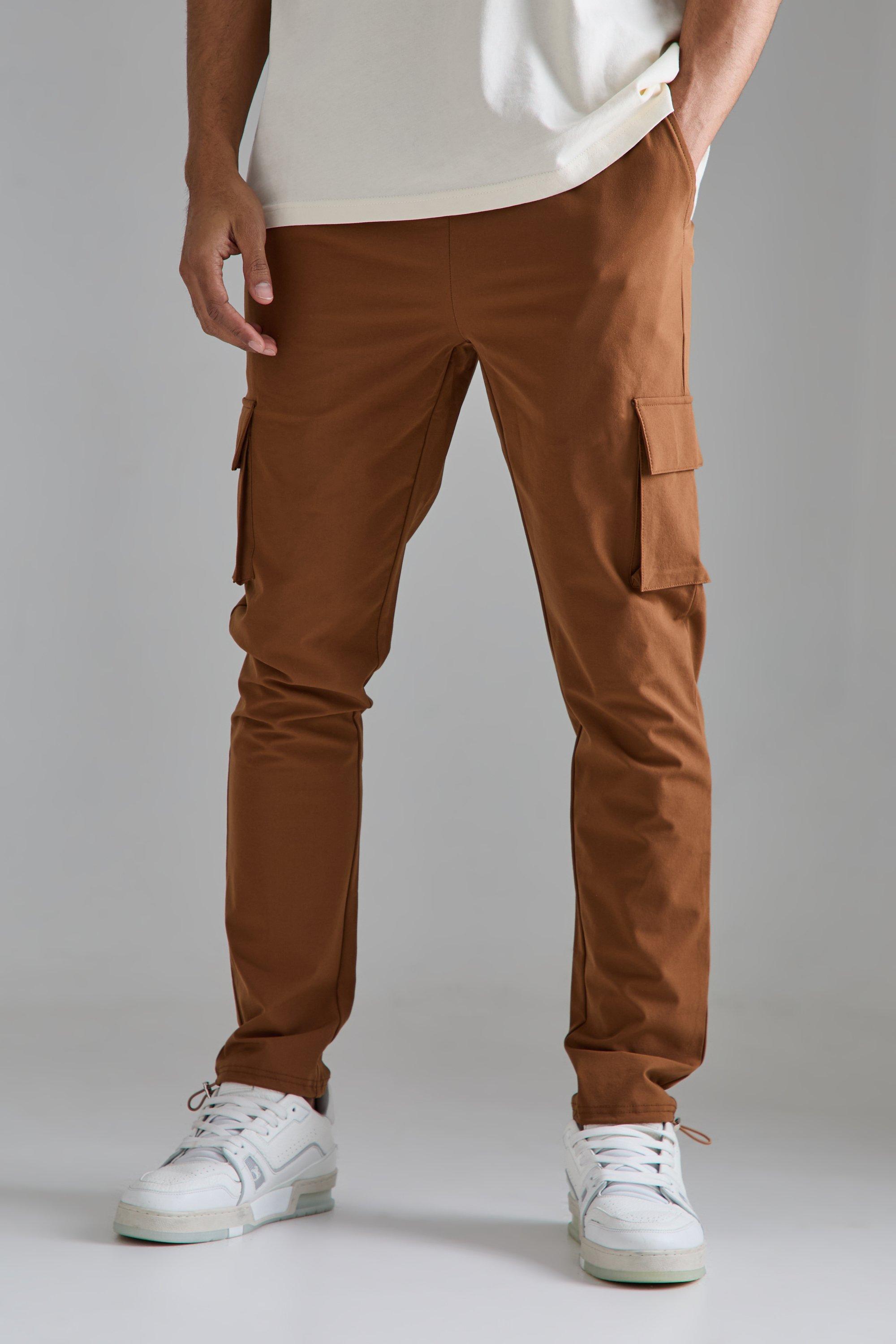Image of Pantaloni Cargo Skinny Fit in Stretch tecnico leggero elasticizzato, Brown