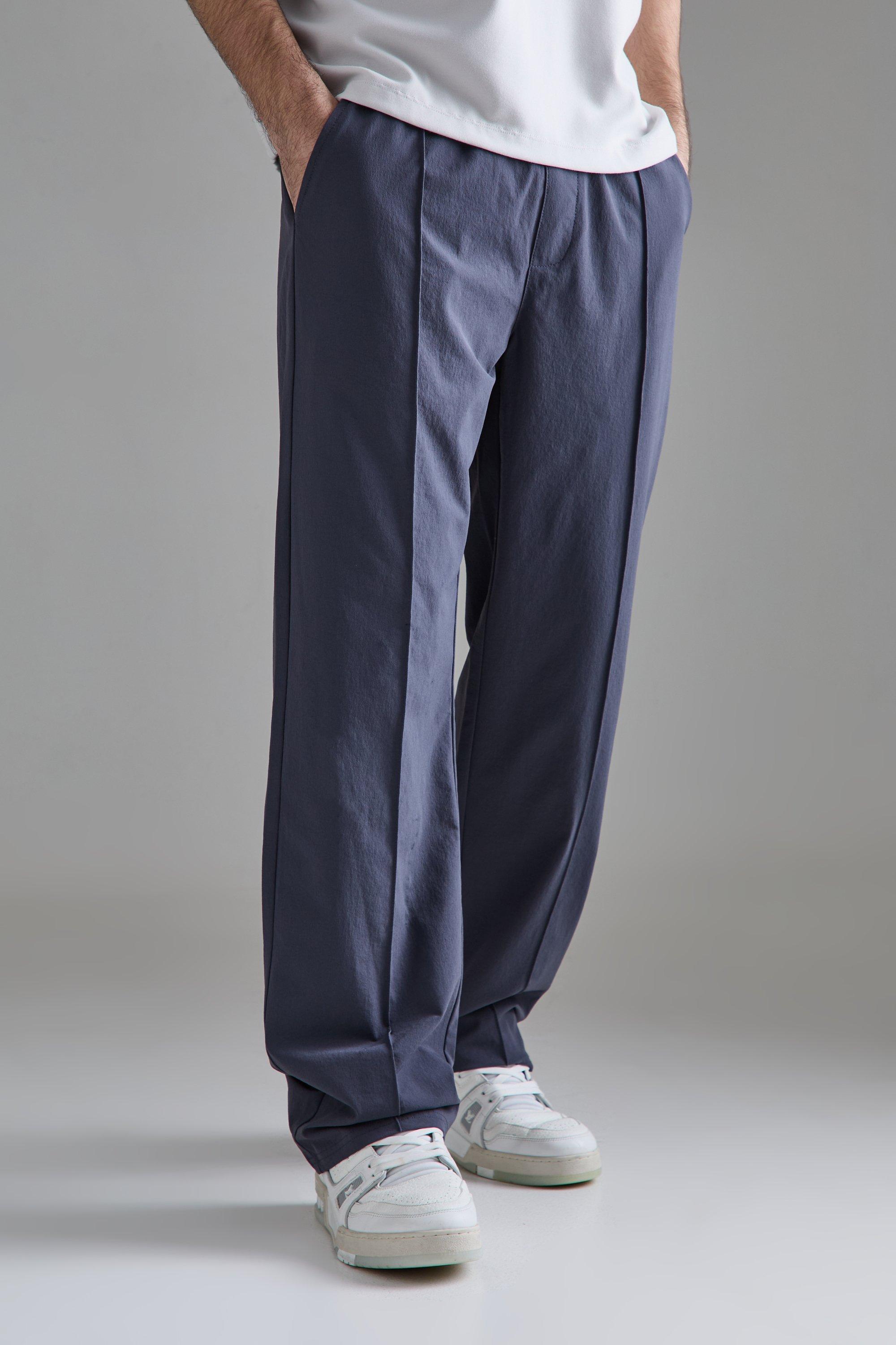 Image of Pantaloni rilassati in Stretch tecnico leggero con nervature, Azzurro