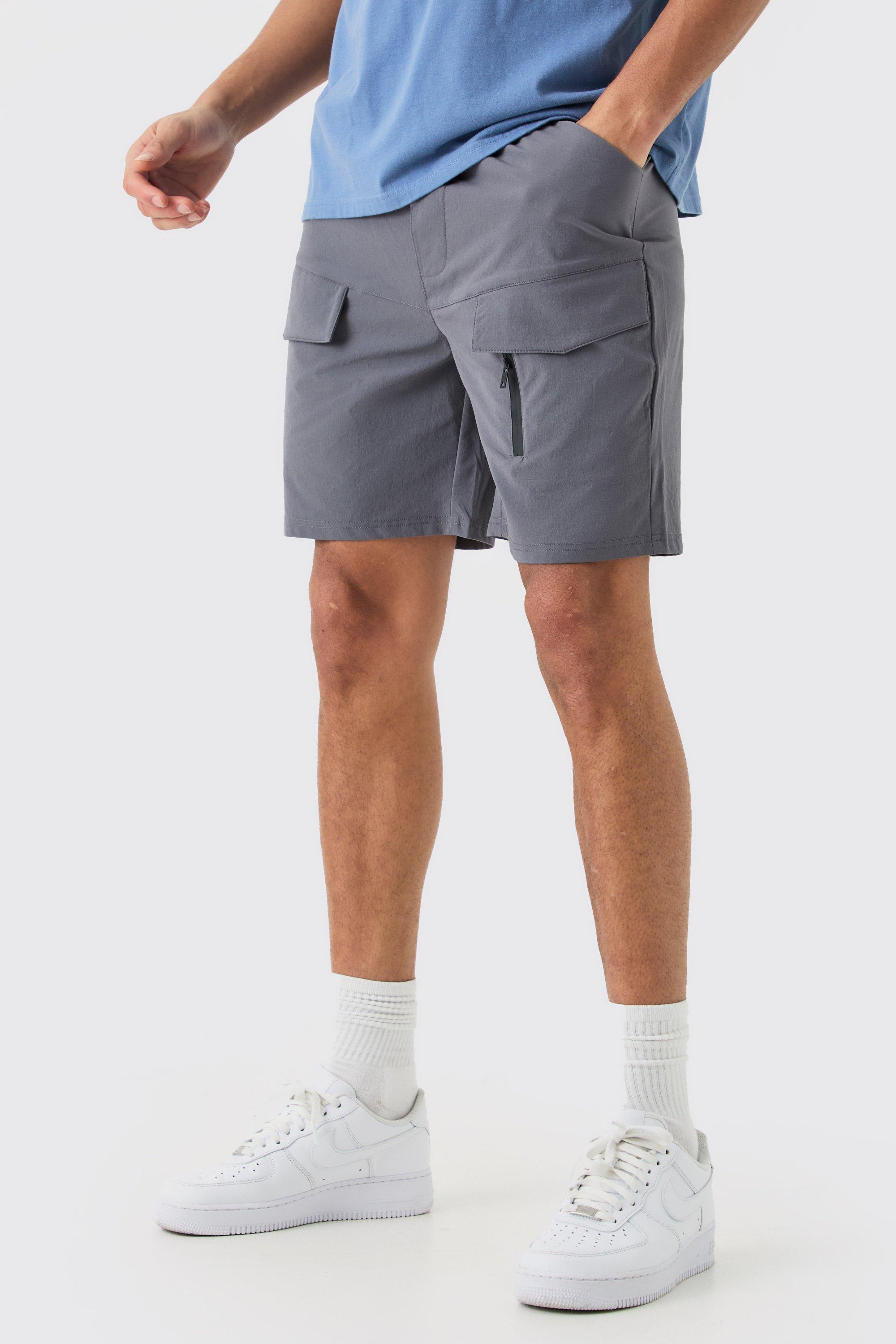 Image of Pantaloni Cargo rilassati in Stretch leggero elasticizzato con zip, Grigio