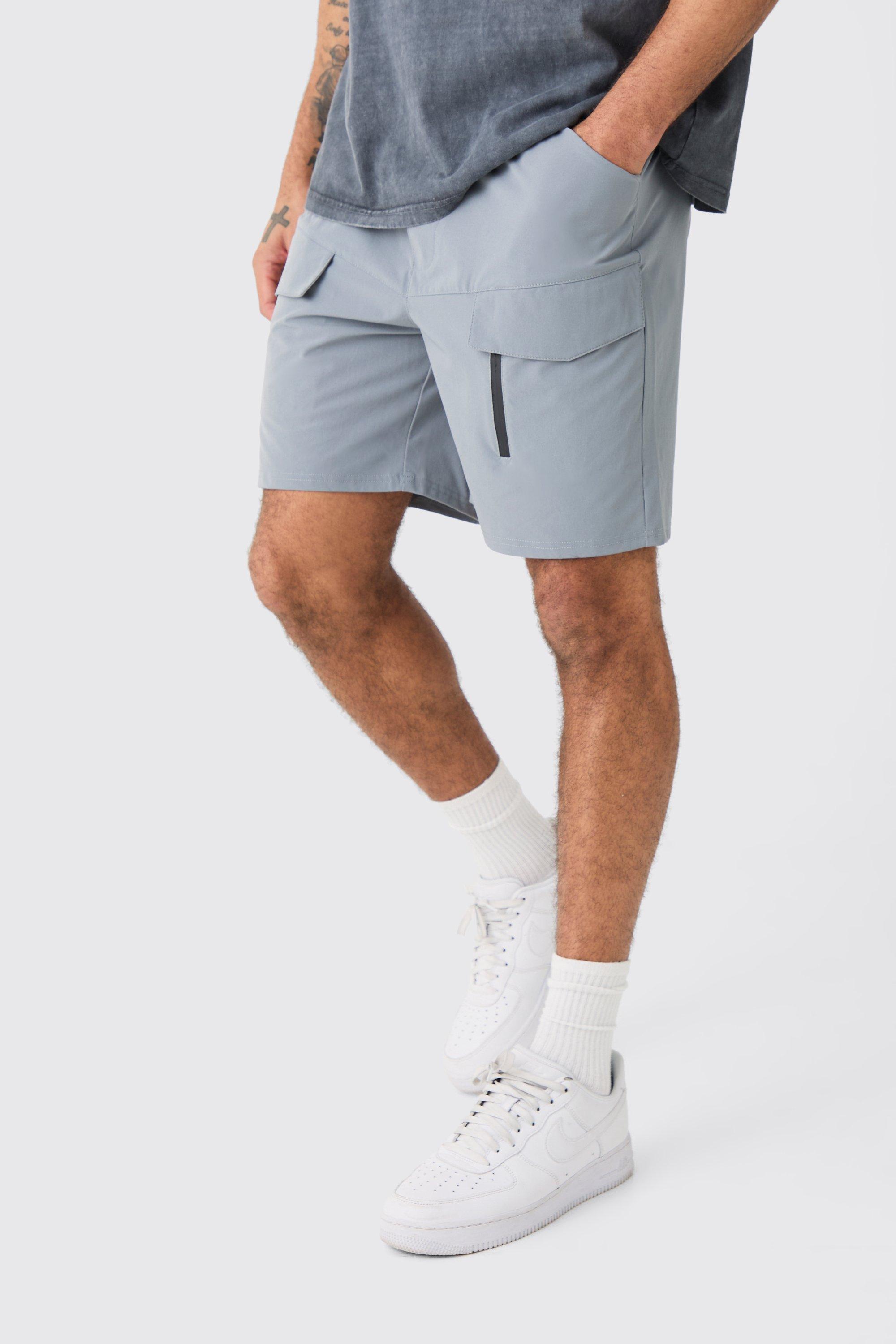 Image of Pantaloni Cargo rilassati in Stretch leggero elasticizzato con zip, Grigio