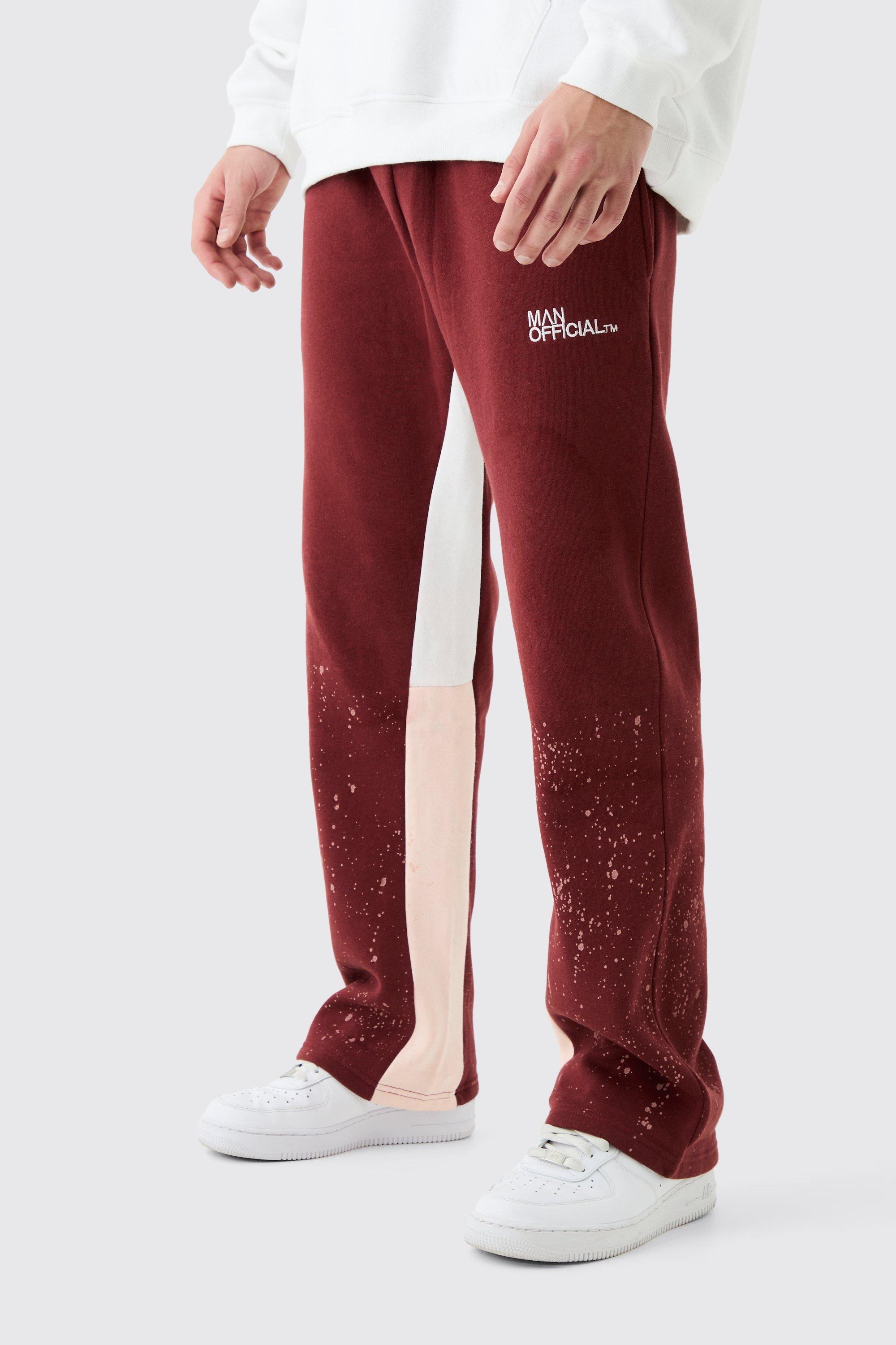 Image of Pantaloni tuta Regular Fit con inserti e schizzi di colore, Brown