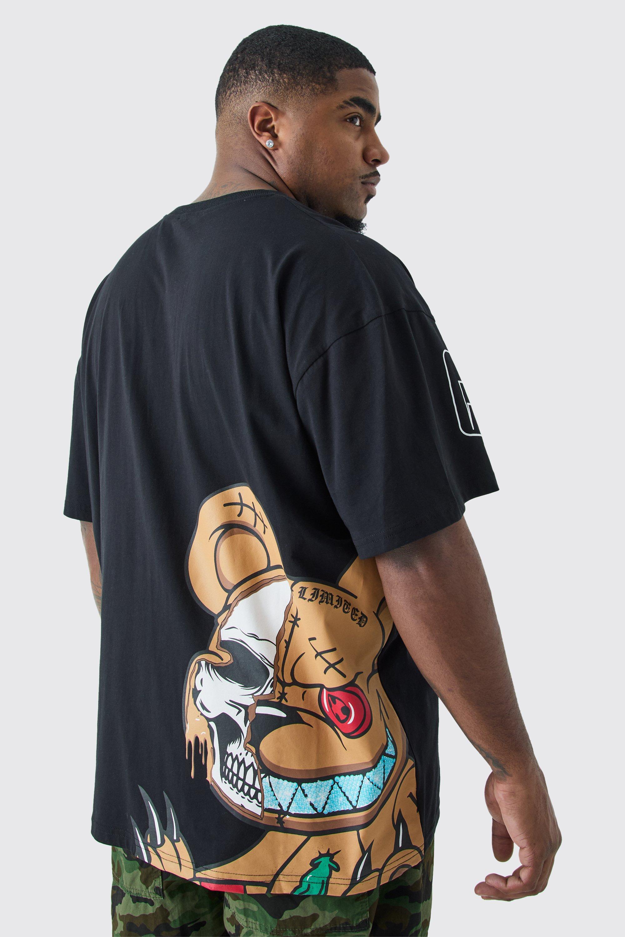 Image of T-shirt Plus Size oversize Ofcl Man con grafica Teddy, Nero