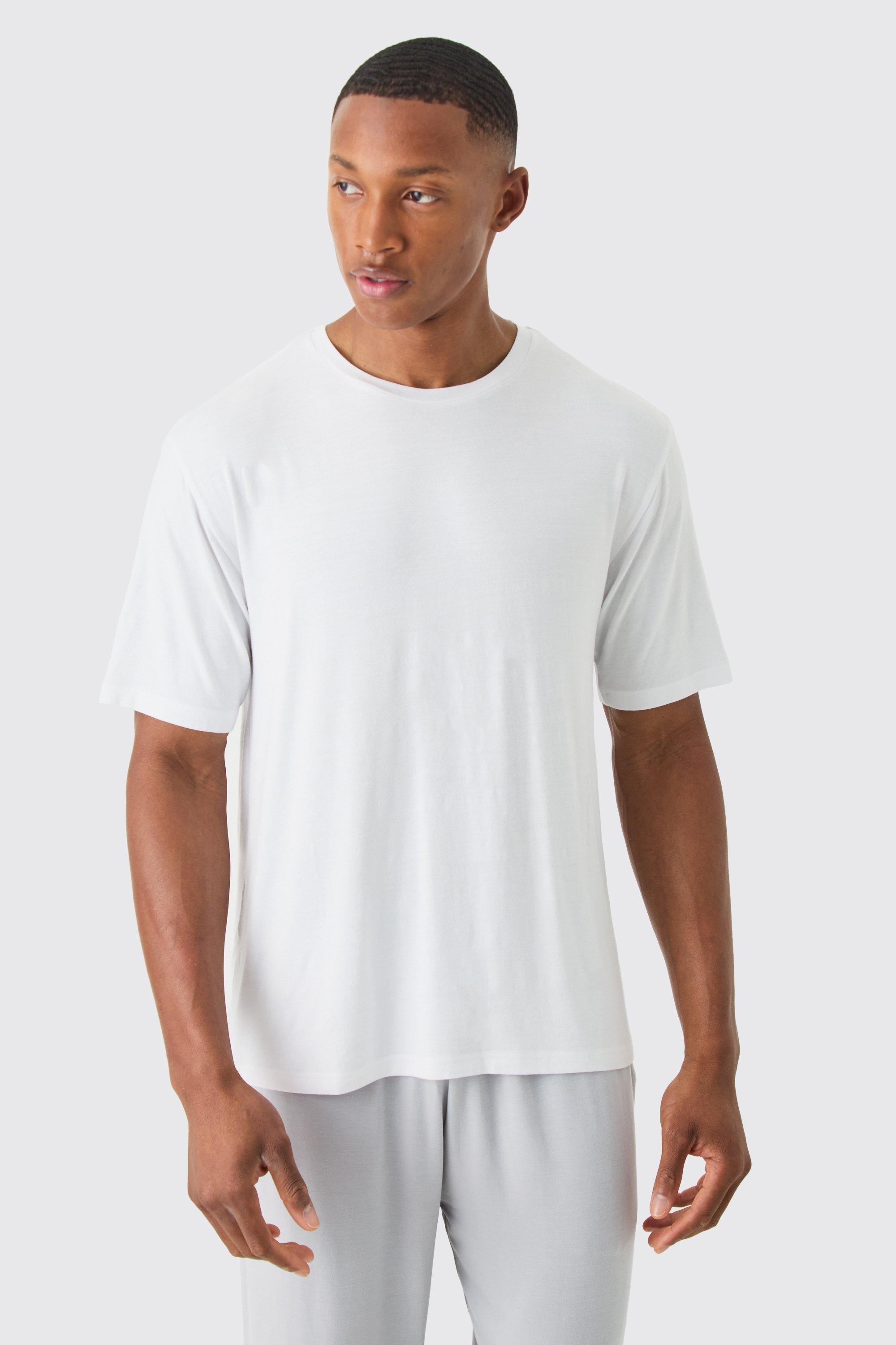 Mens White Premium Modal Mix Lounge T-shirt