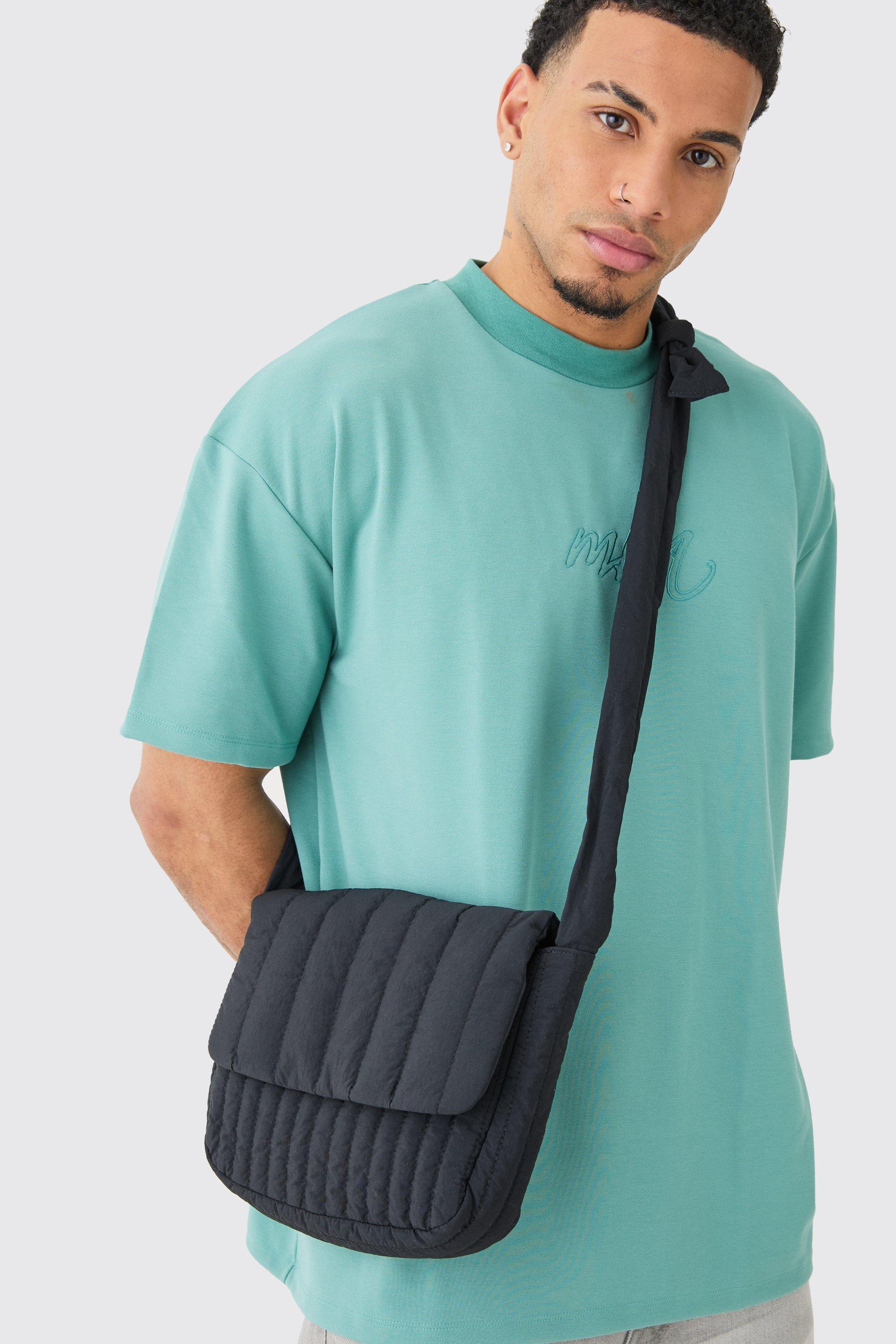 quilted cross body satchel bag homme - noir - one size, noir