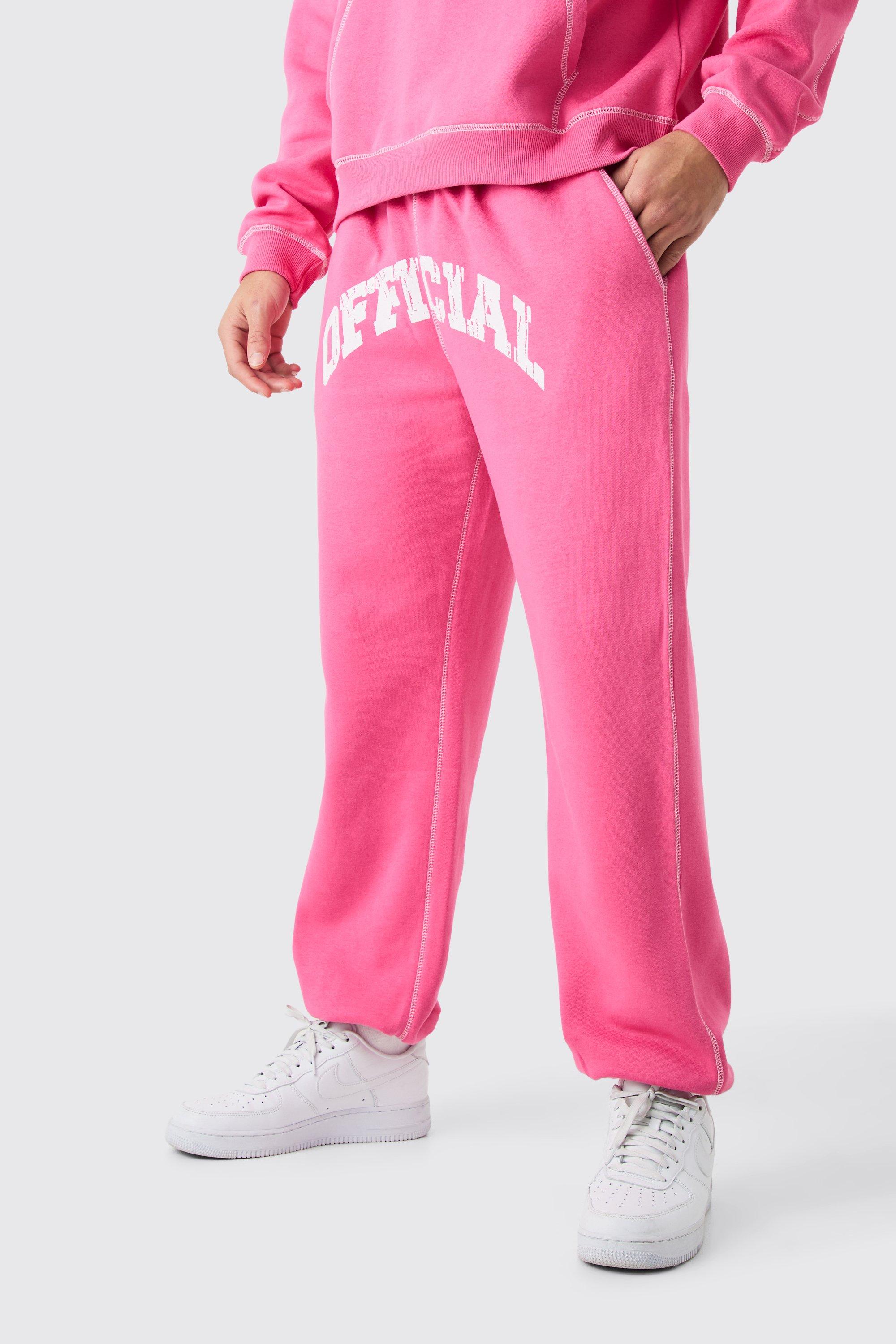 Image of Oversized Official Contrast Stitch Jogger, Pink