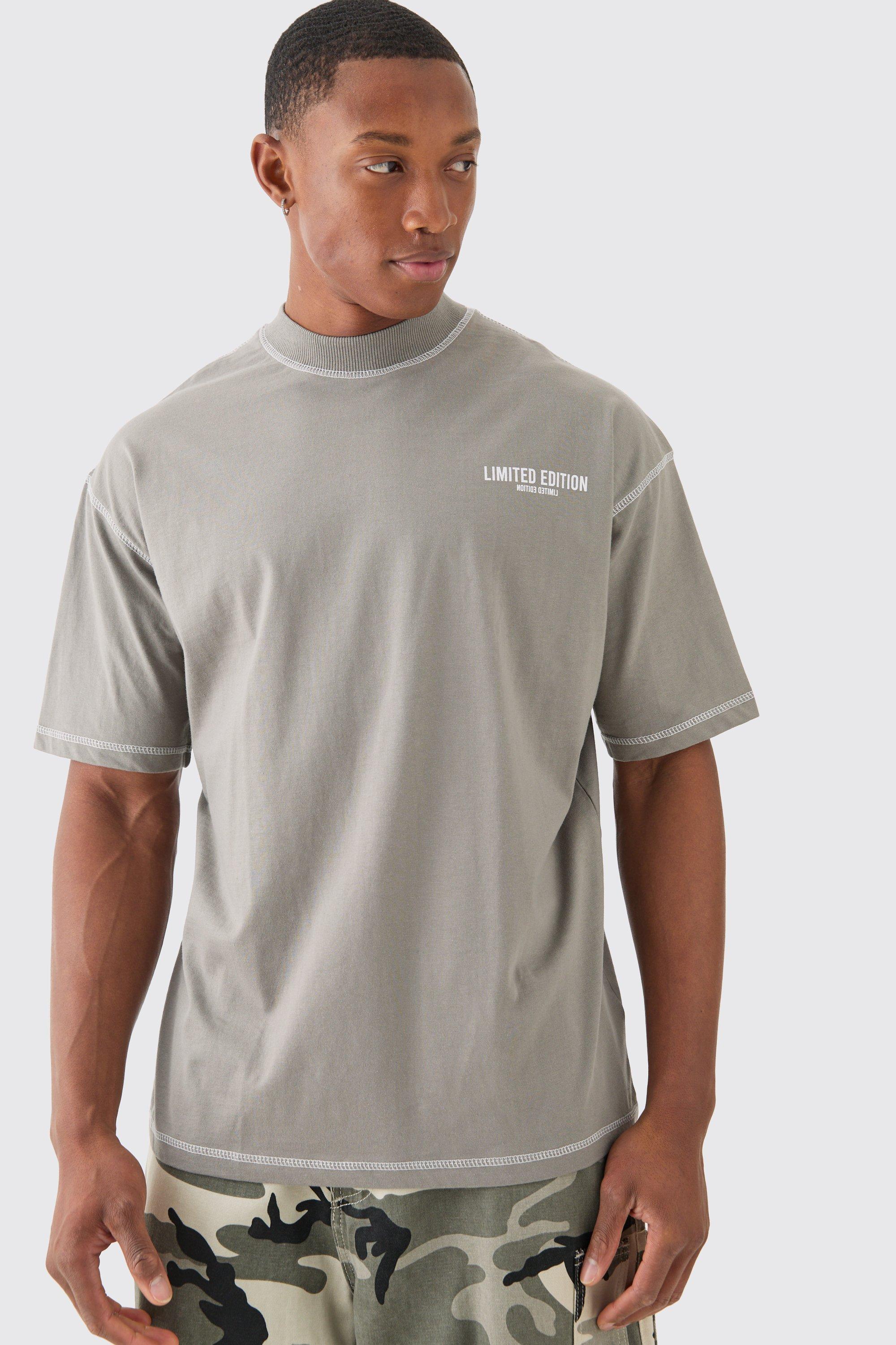 Image of Oversized Limited Edition Contrast Stitch T-shirt, Grigio