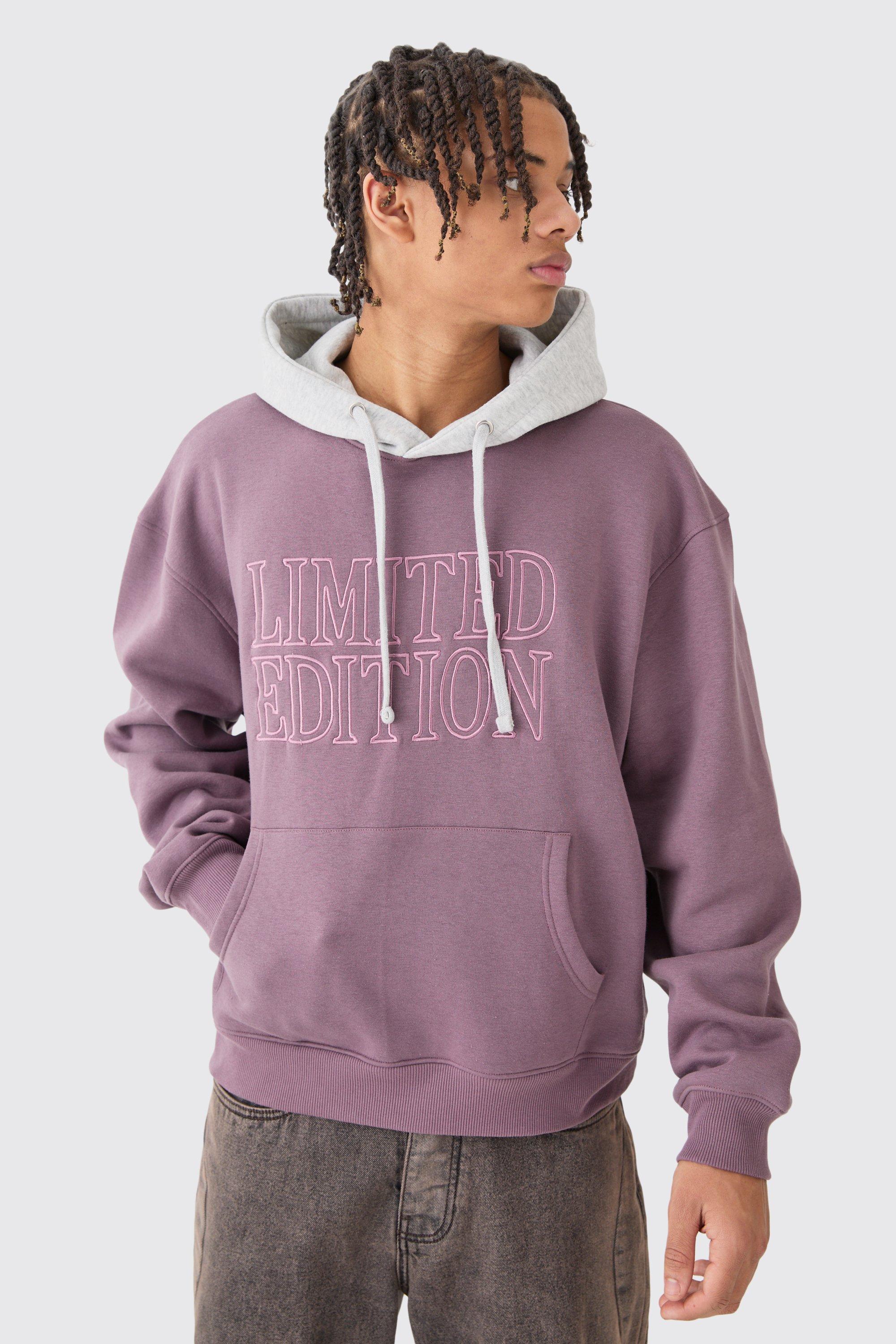 Image of Oversized Boxy 3d Embroidered Edition Hoodie, Purple