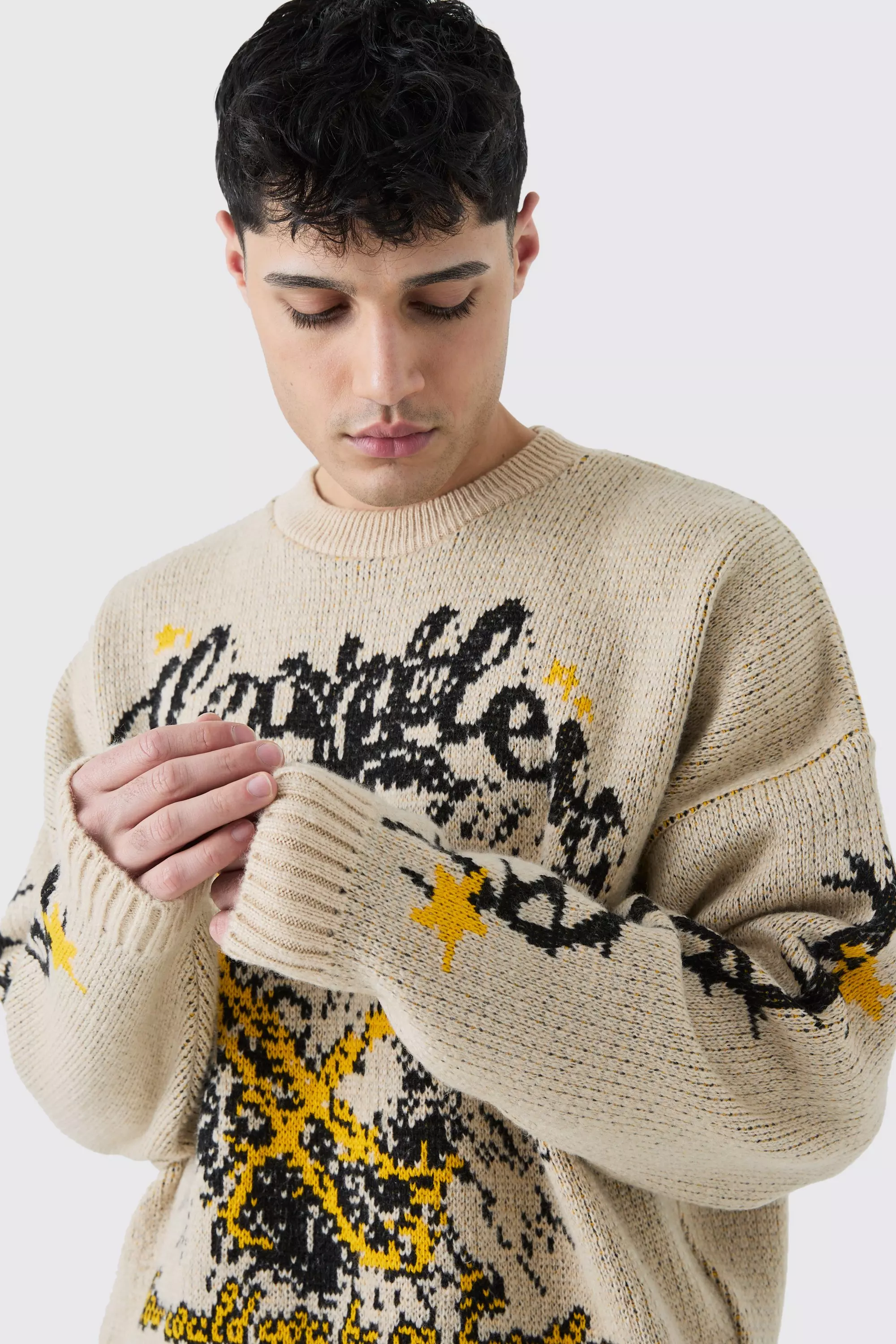 Graphic knitted jumper new arrivals