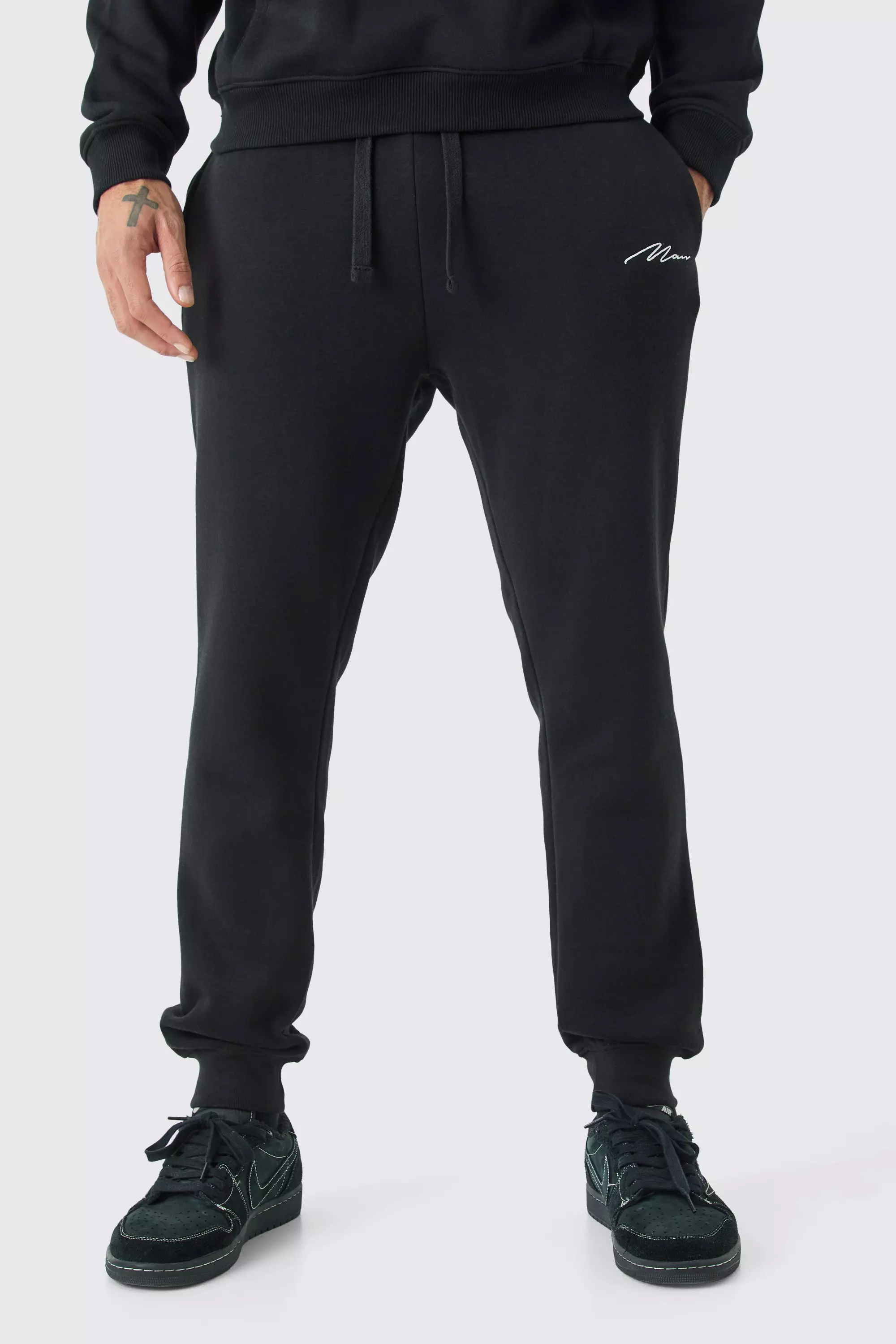 Mens Black Slim-fit Joggers