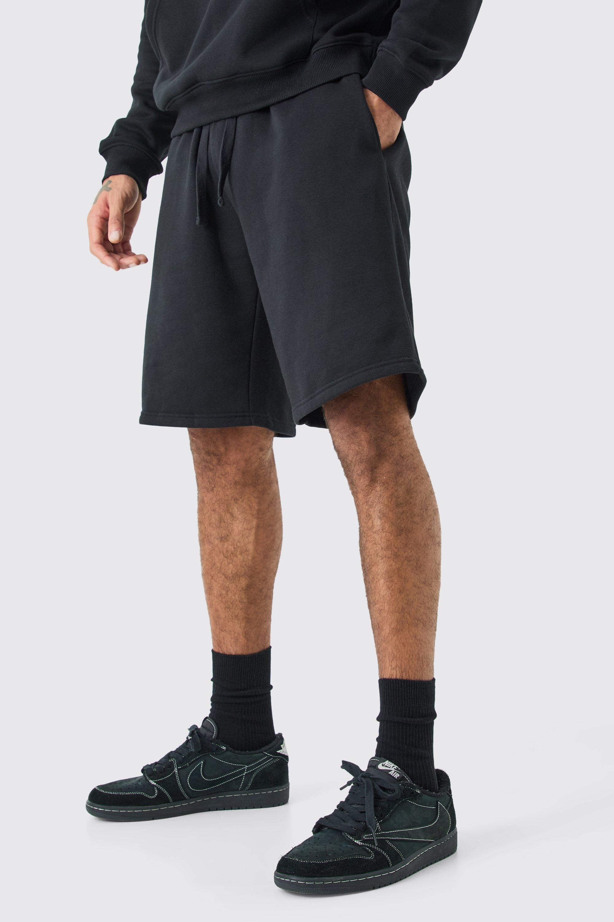 Mens Black Oversized Fit Jersey Short, Black