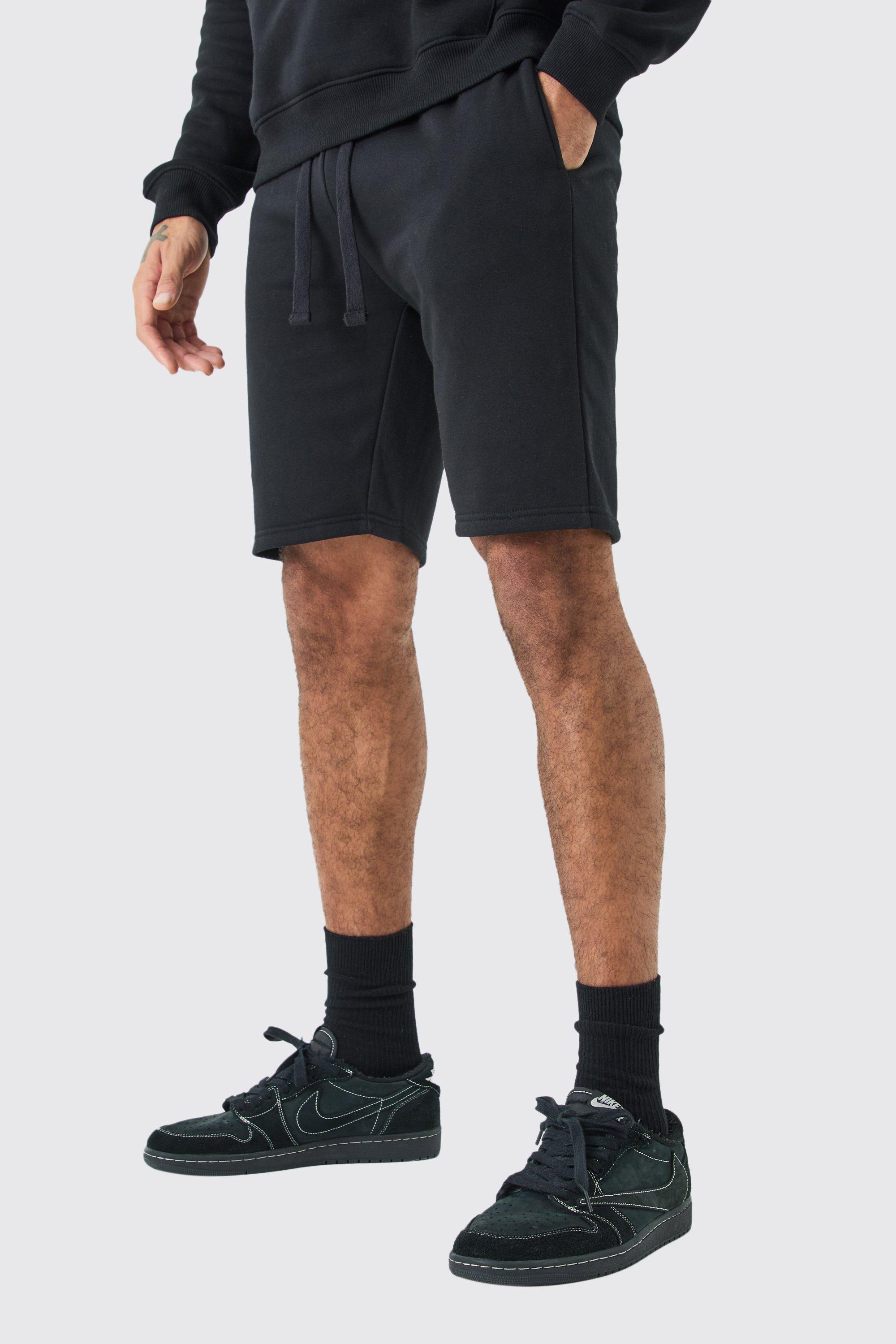 Mens Black Short Length Slim Fit Jersey Short, Black