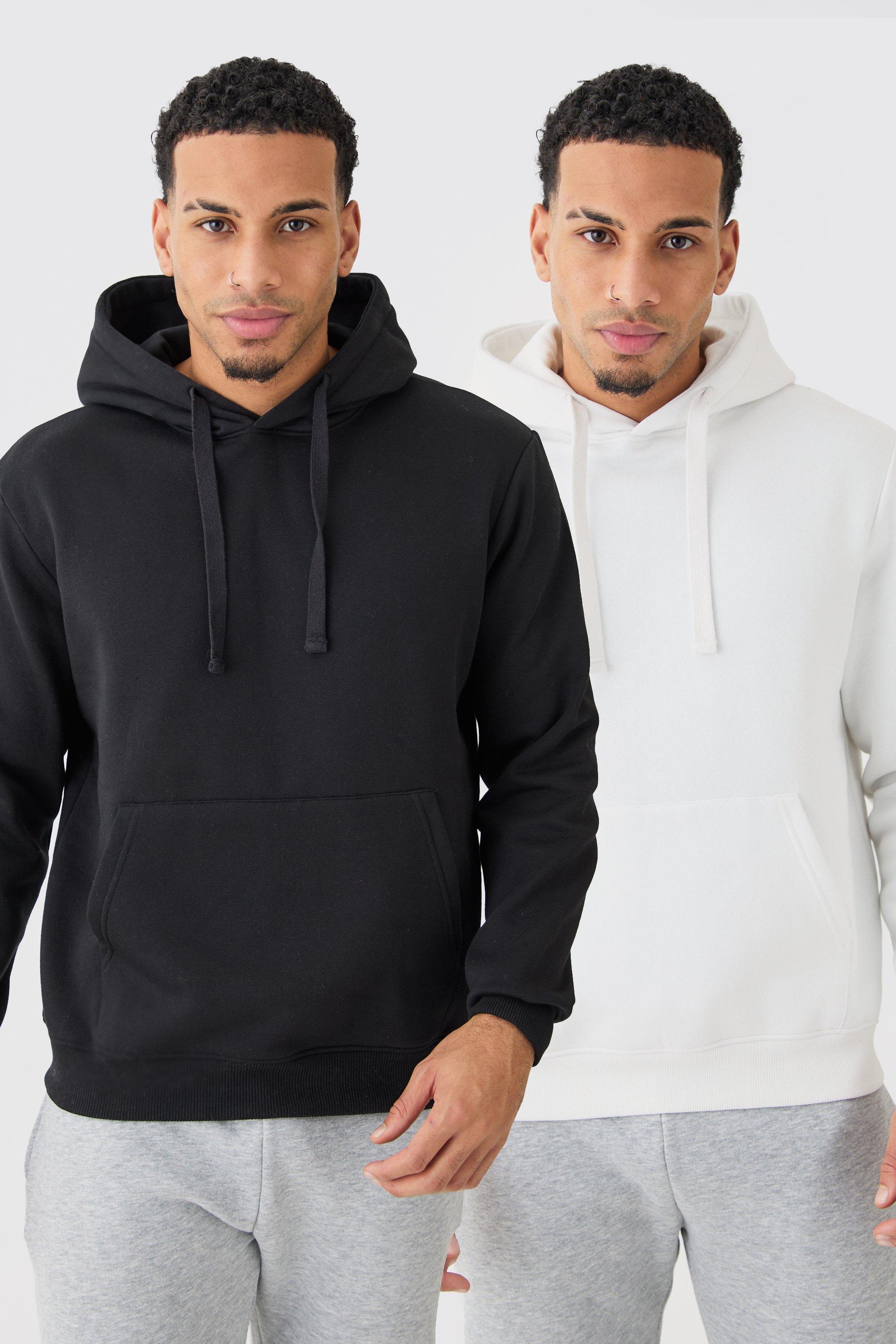 Mens Multi 2 Pack Basic Over The Head Hoodie, Multi