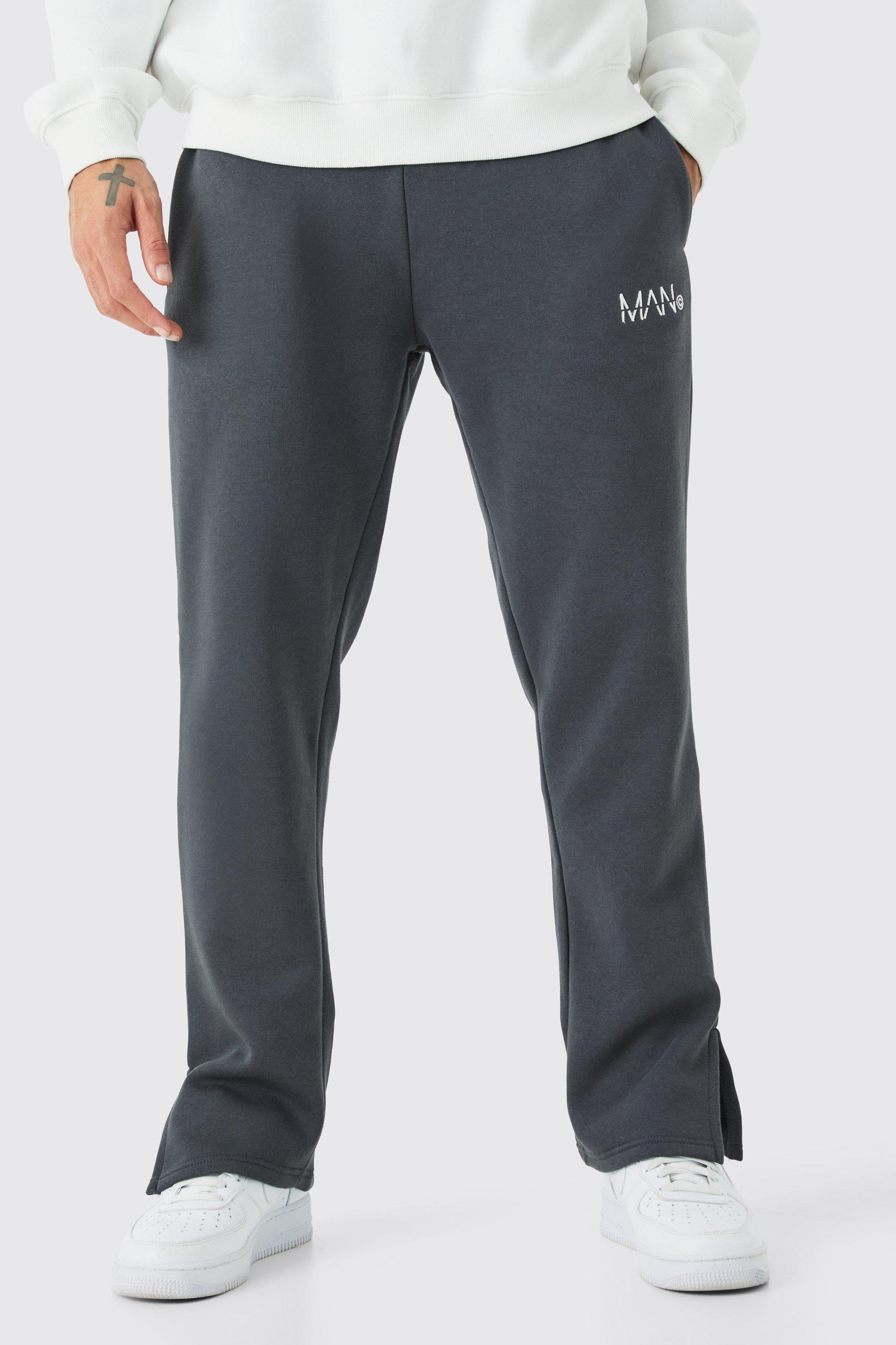 Mens Grey Man Split Hem Jogger, Grey