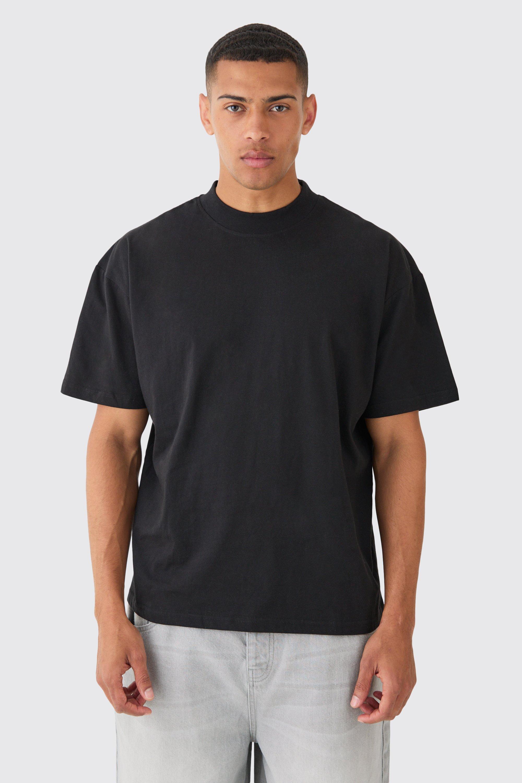 Image of T-shirt oversize con girocollo esteso, Nero