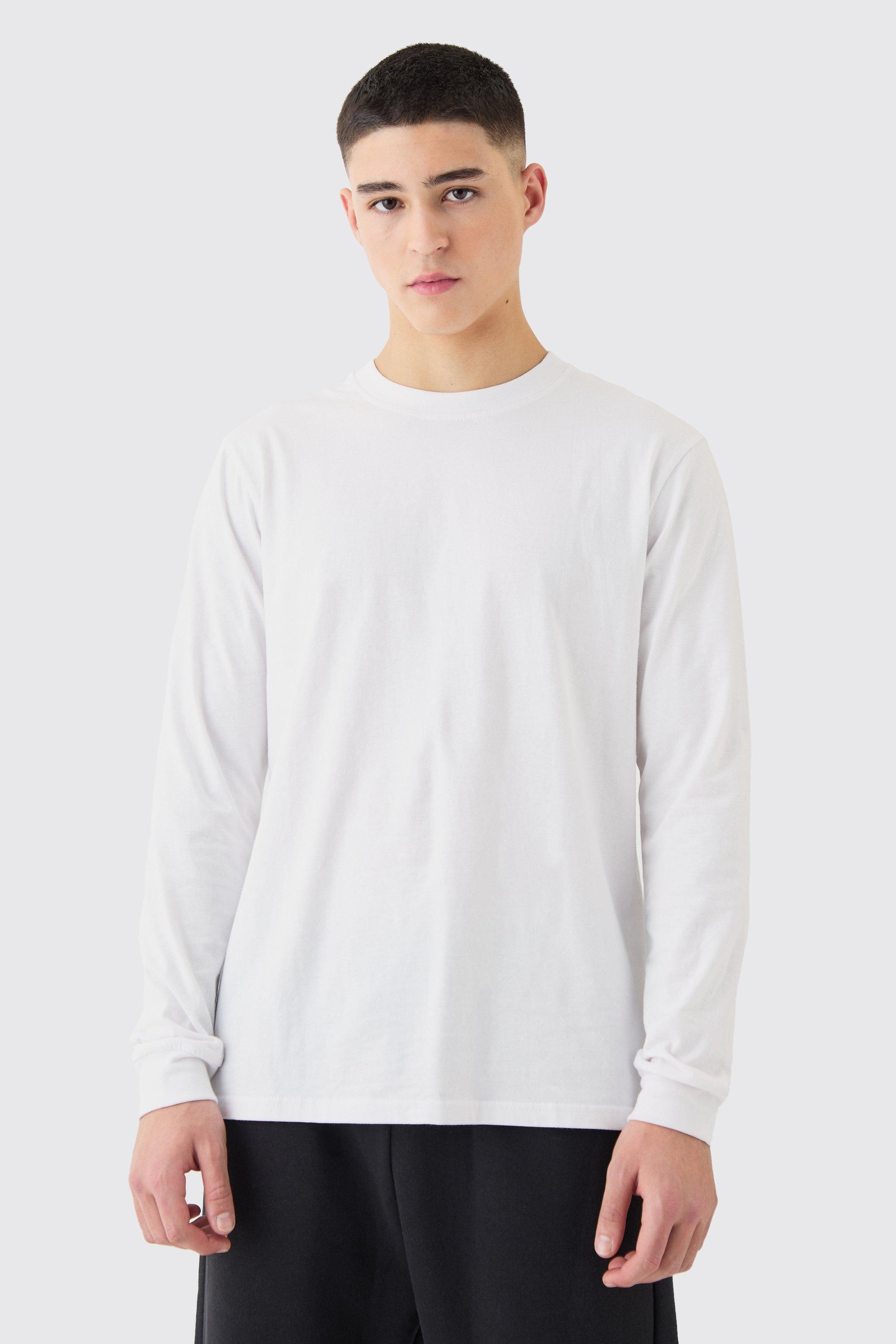 Image of T-shirt a girocollo a maniche lunghe, Bianco