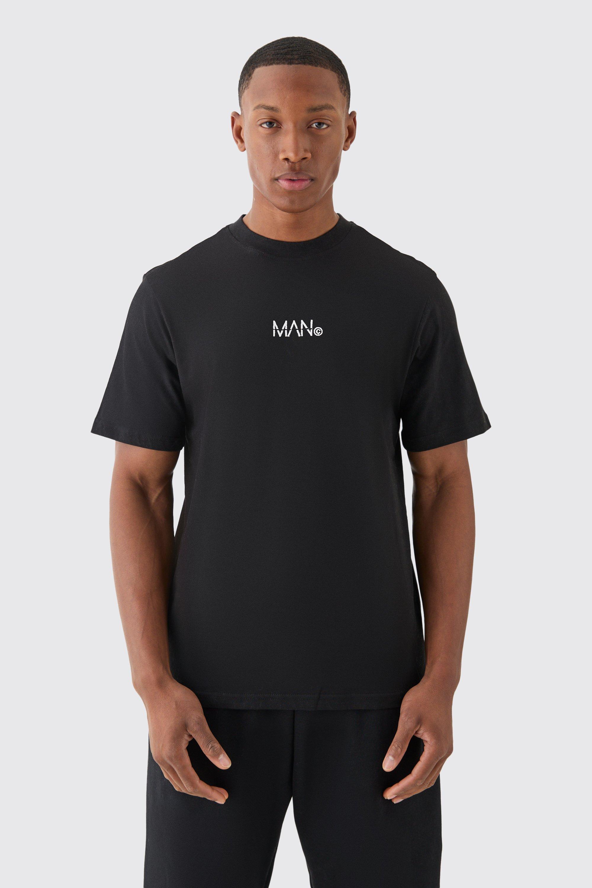 Mens Black Original Man Print T-shirt, Black