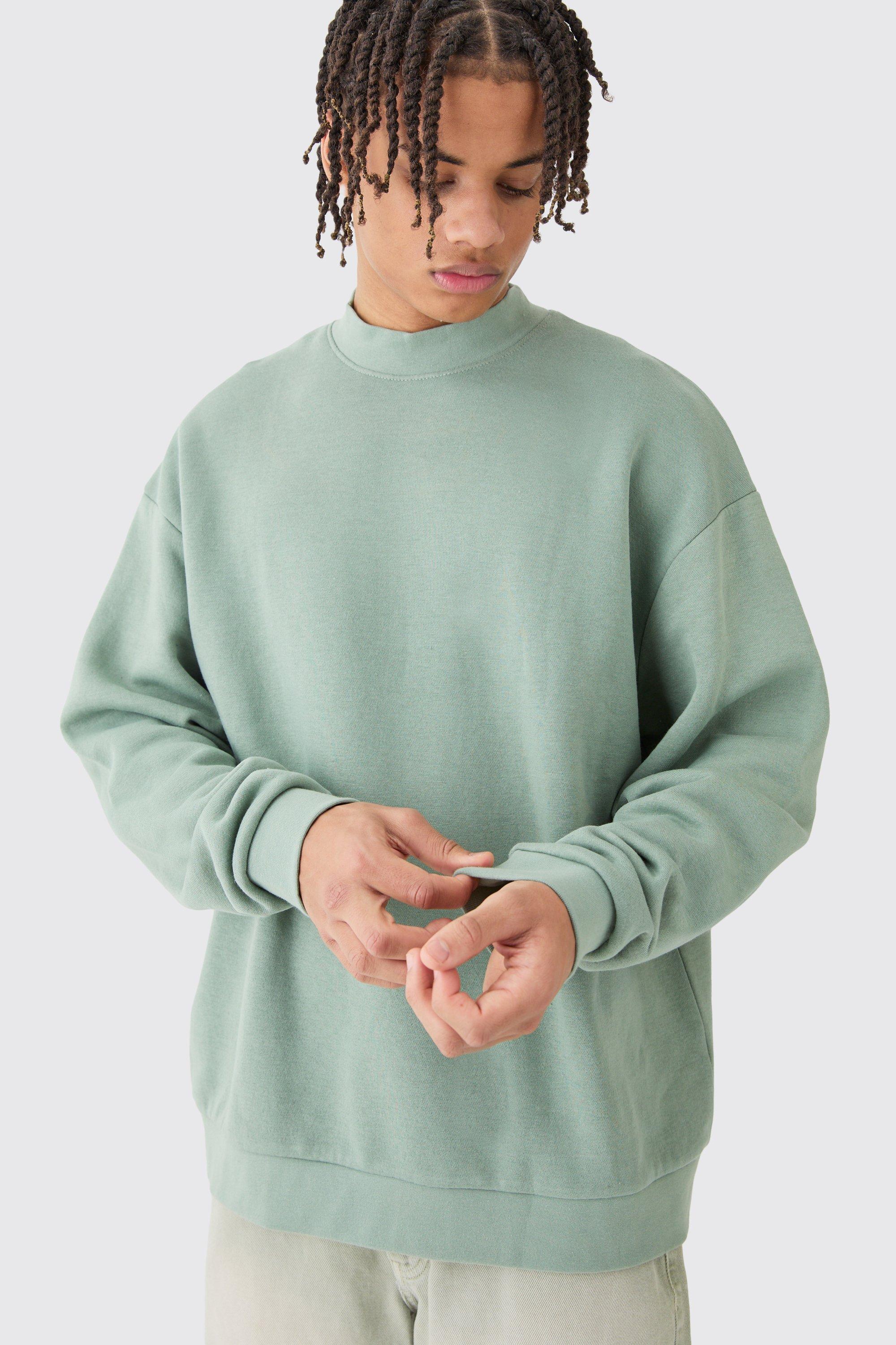 Image of Oversized Extended Neck Sweatshirt, Verde