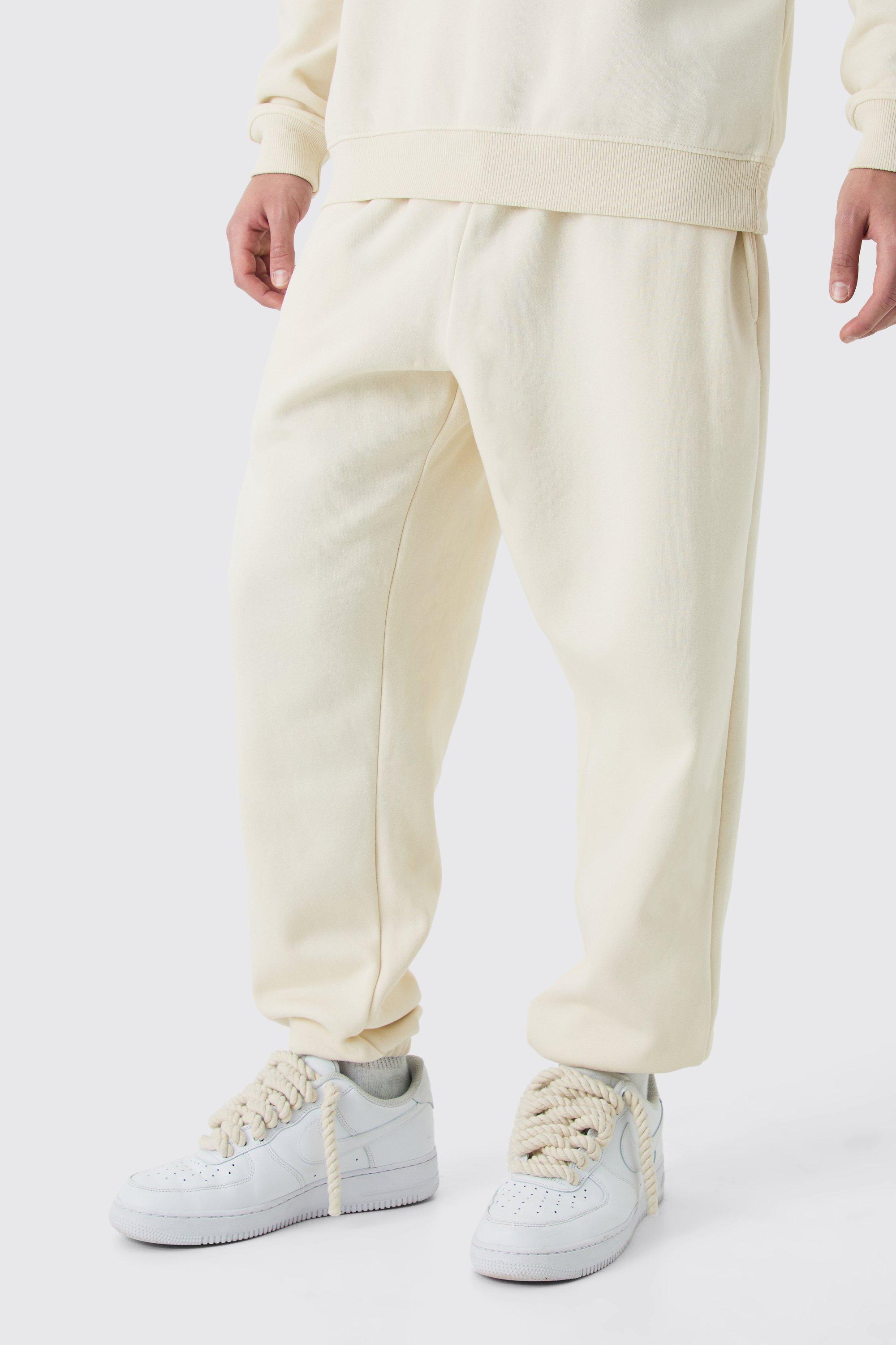 Mens Beige Oversized Fit Basic Jogger, Beige