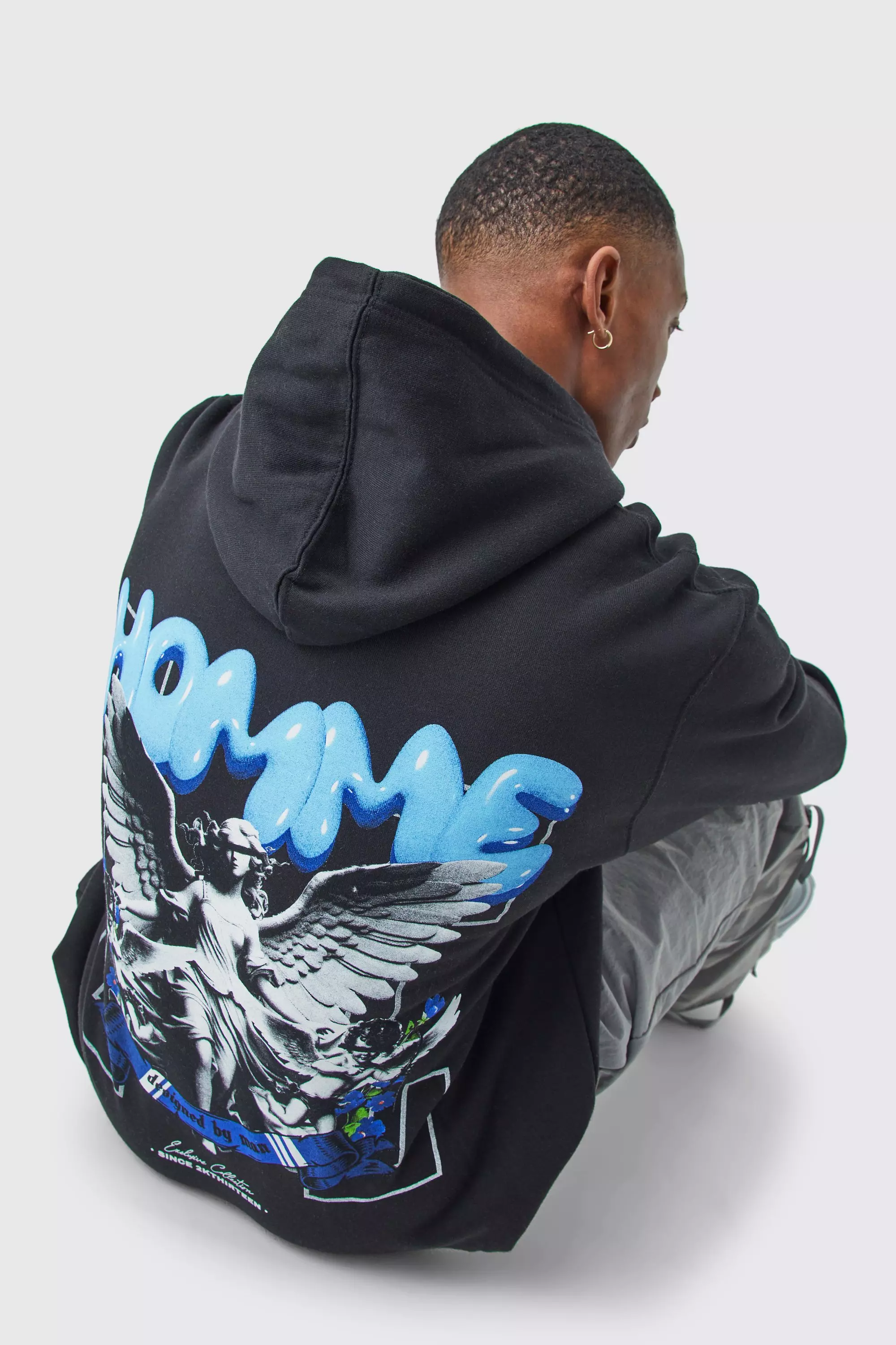 Oversized Homme Angel Graphic Hoodie