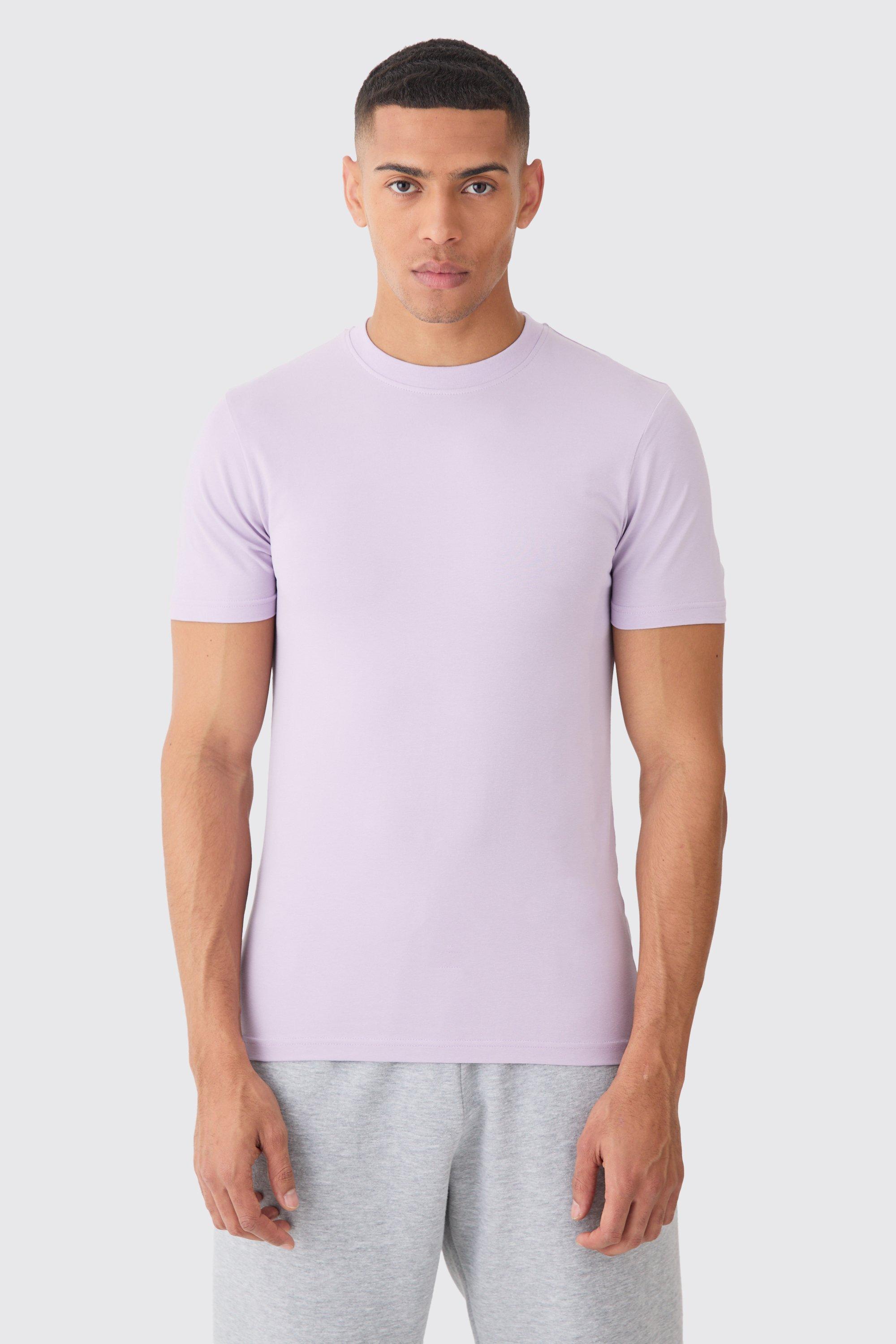 Mens Purple Muscle Fit Basic T-shirt, Purple