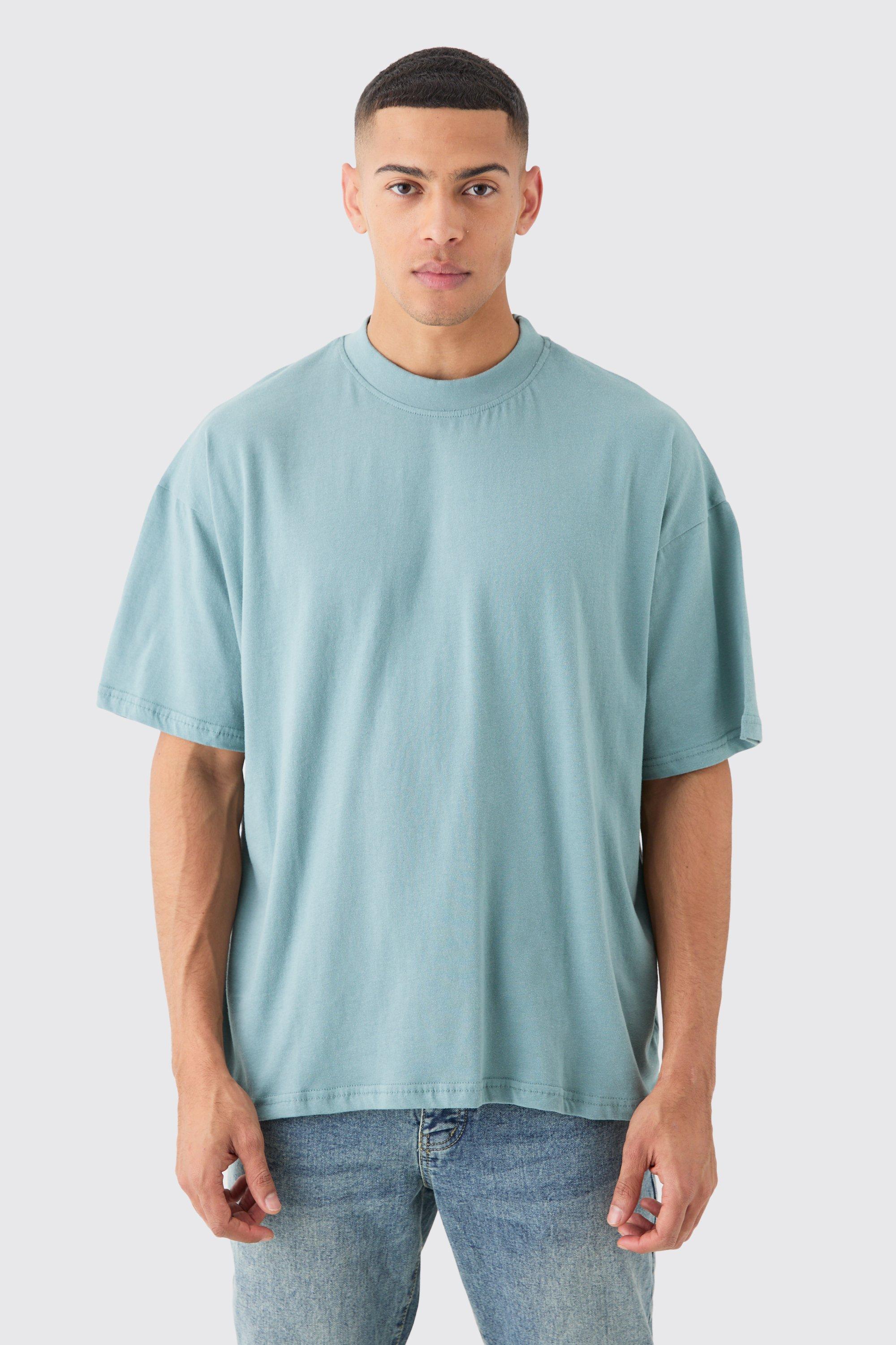 Image of Oversized Extended Neck Basic T-shirt, Verde