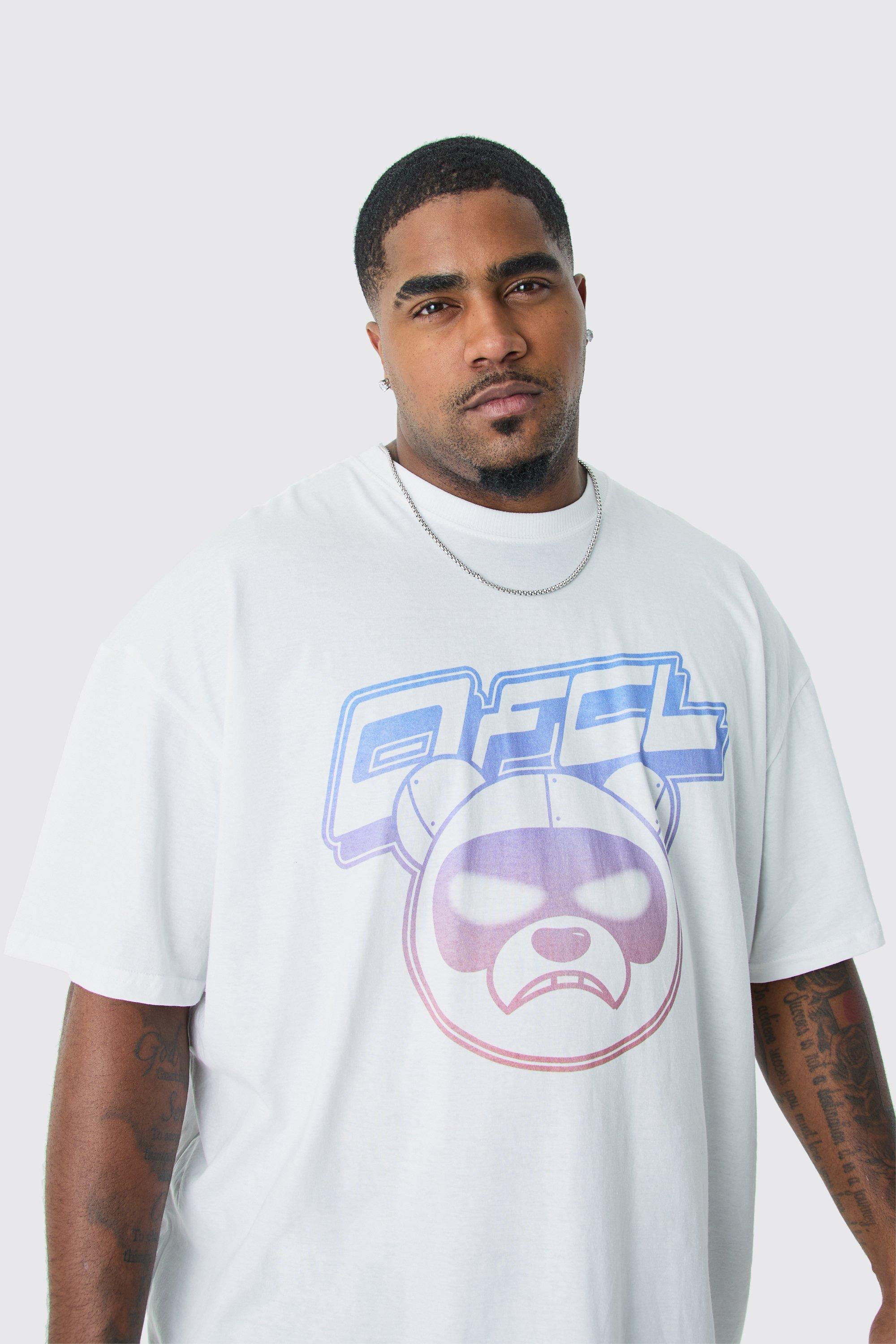 Mens White Plus Oversized Ofcl Teddy Graphic T-shirt, White
