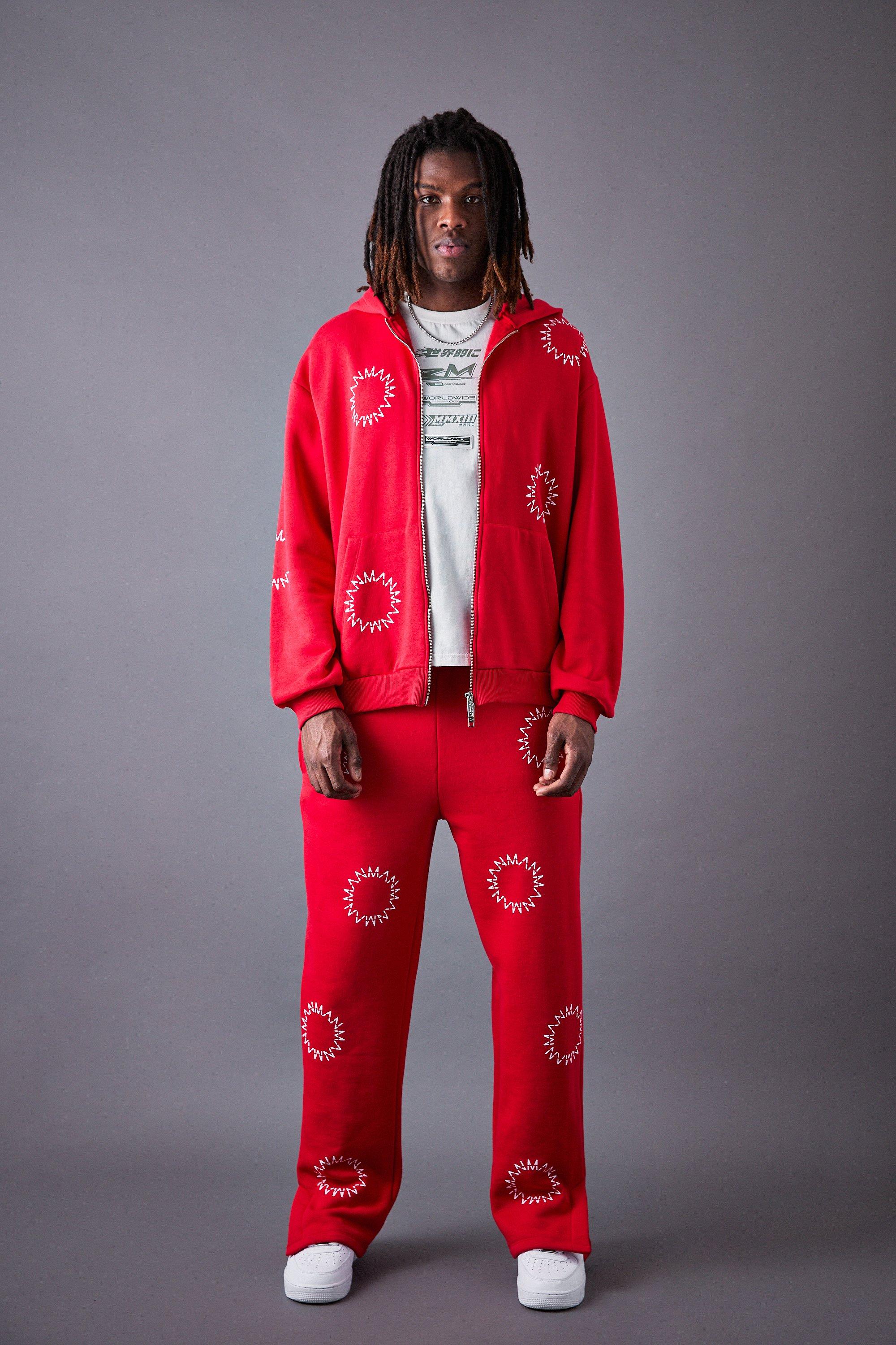 Image of Tuta sportiva oversize Man Dash con zip e spacco sul fondo, Rosso