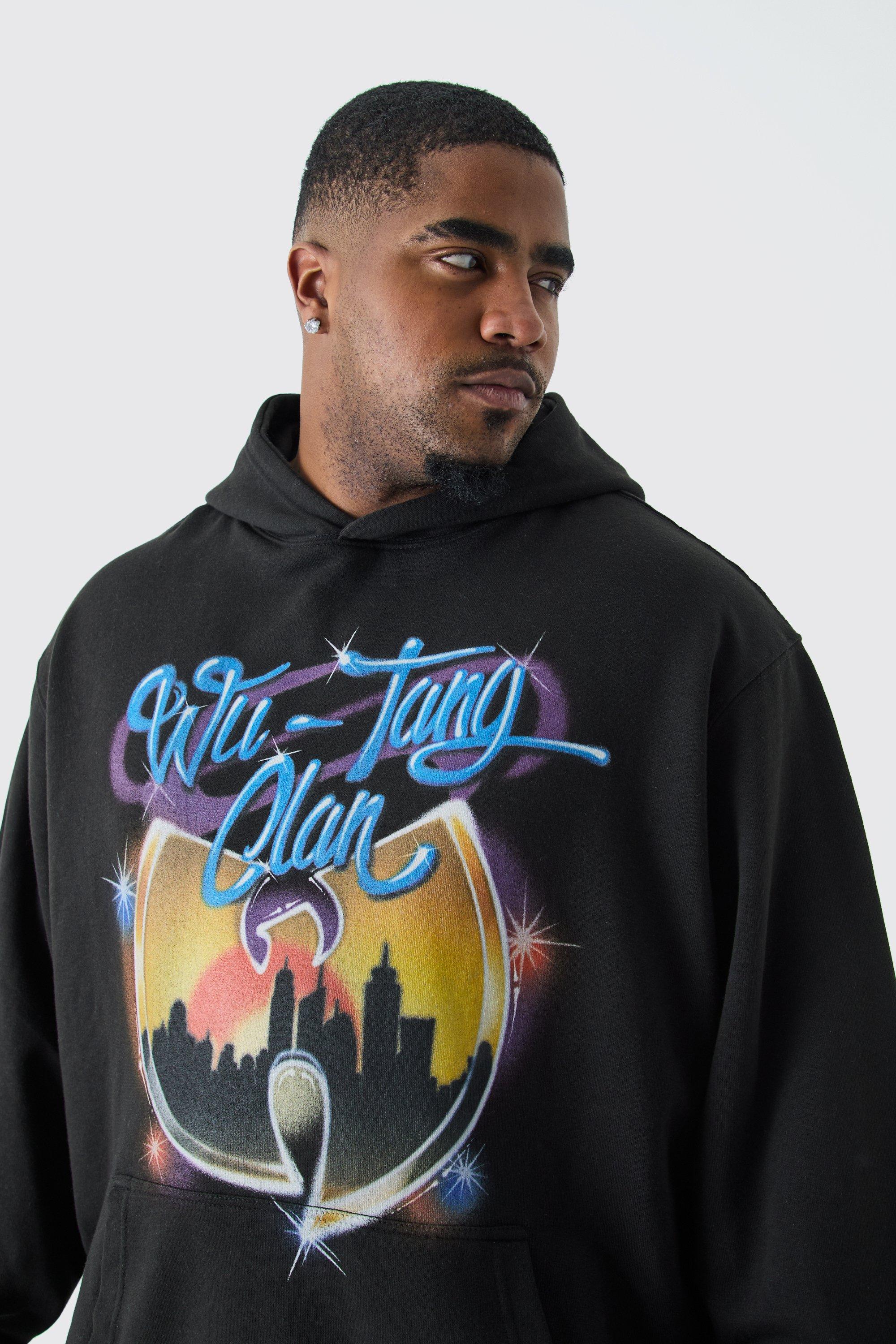 Mens Black Plus Wu Tang Clan License Hoodie, Black