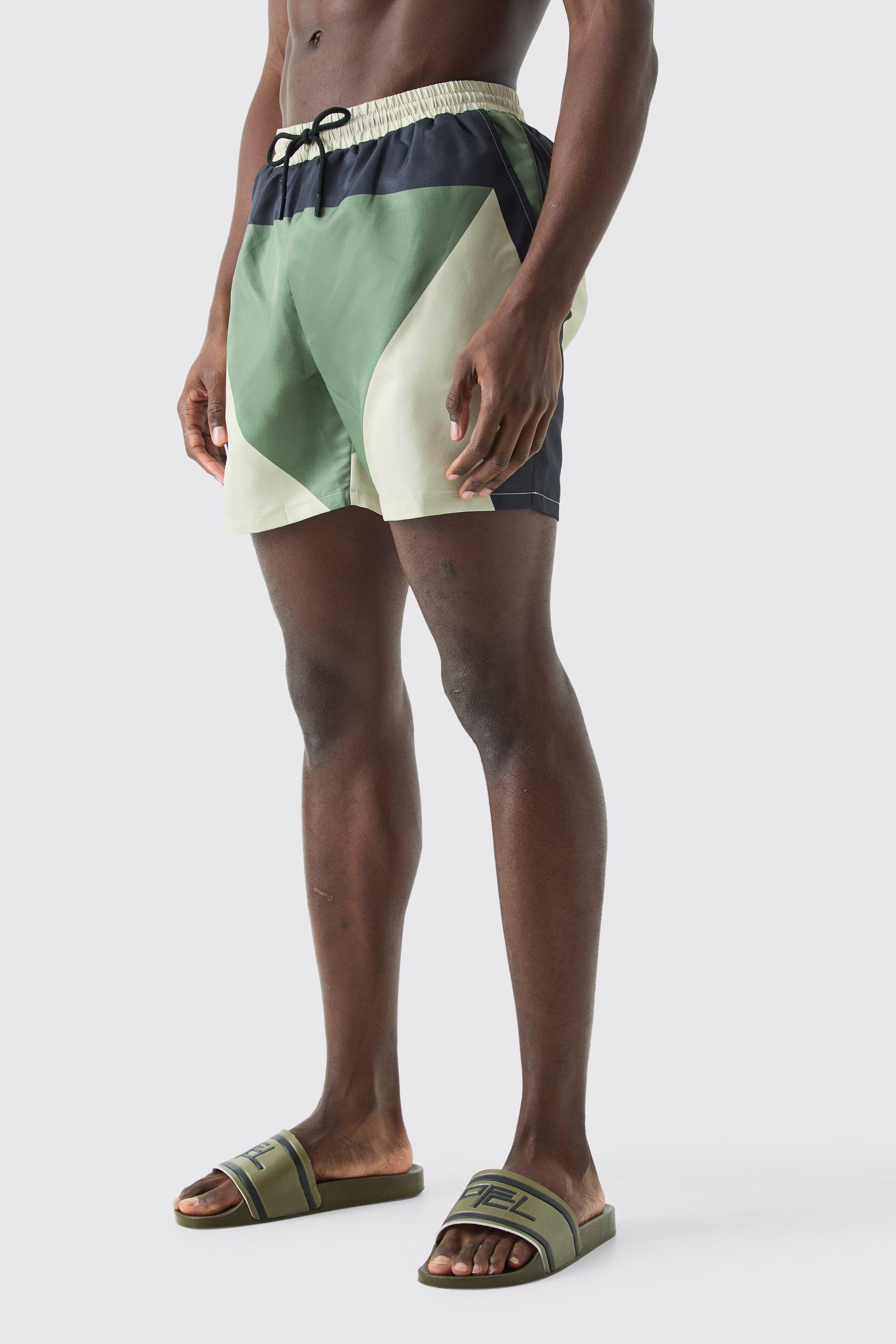 Image of Costume a pantaloncino medio a blocchi di colore, Verde