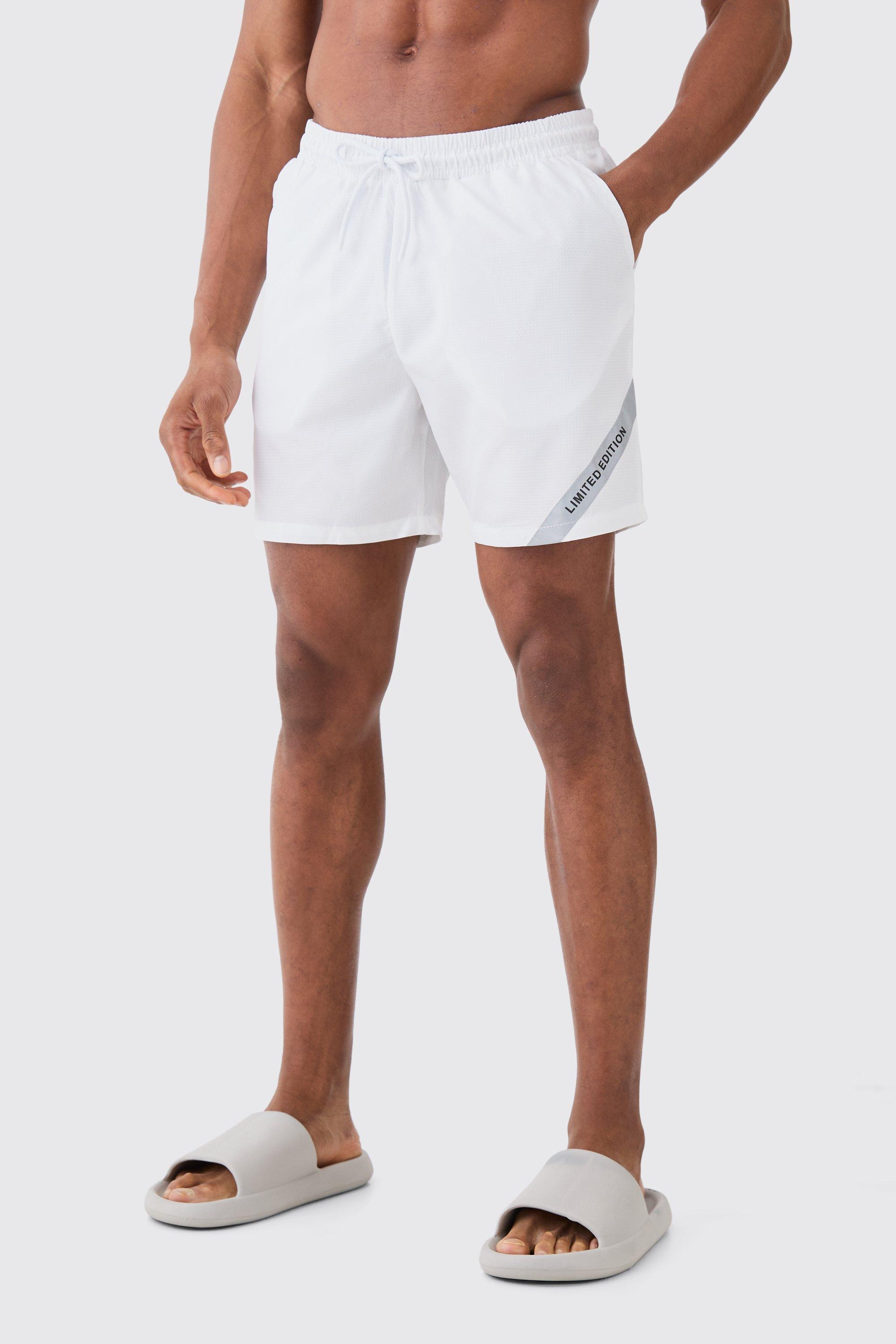Mens Cream Mid Length Ripstop Limited Edition Swim Short, Cream