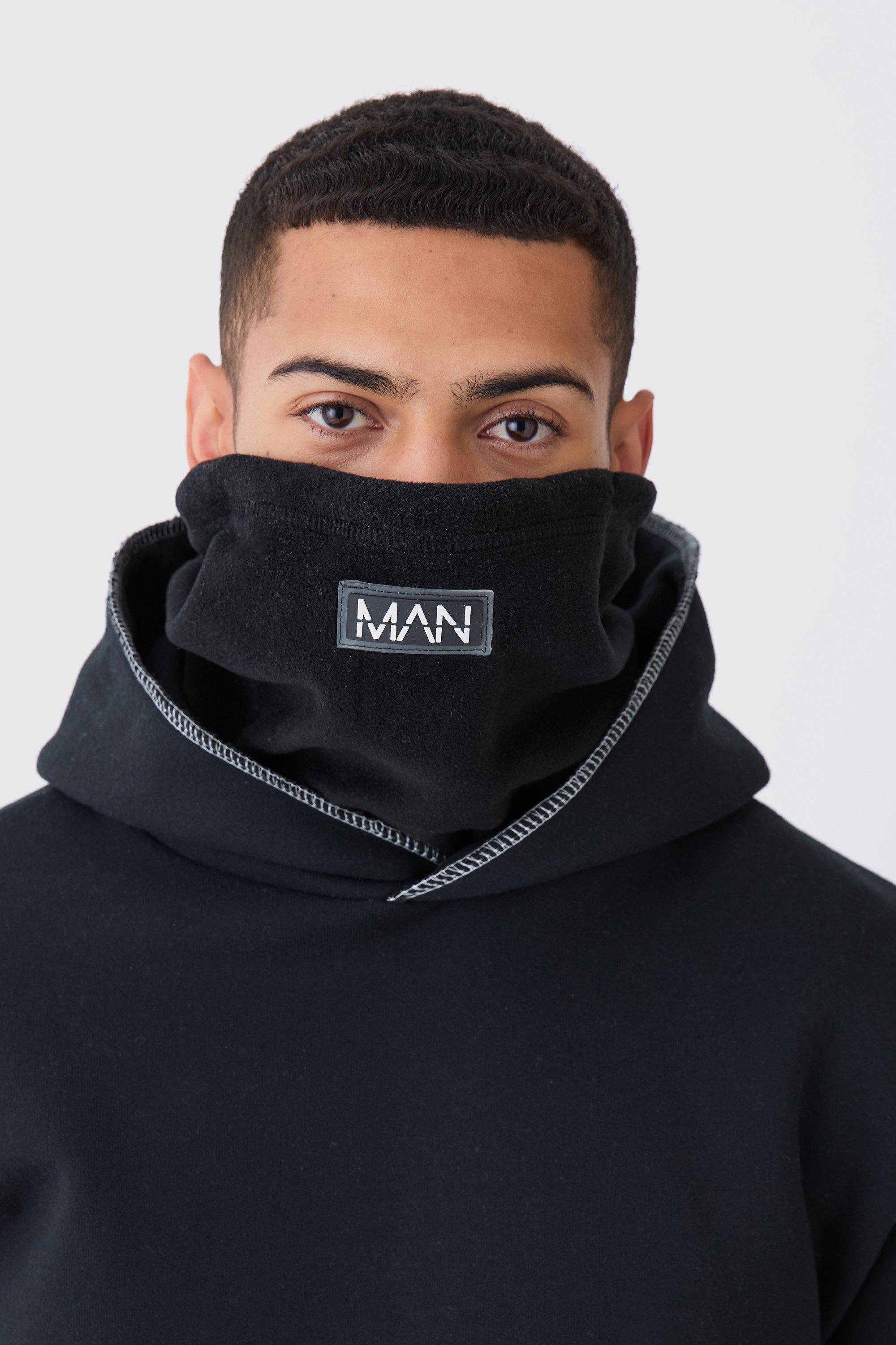 Mens Black Man Active Fleece Neck Warmer, Black