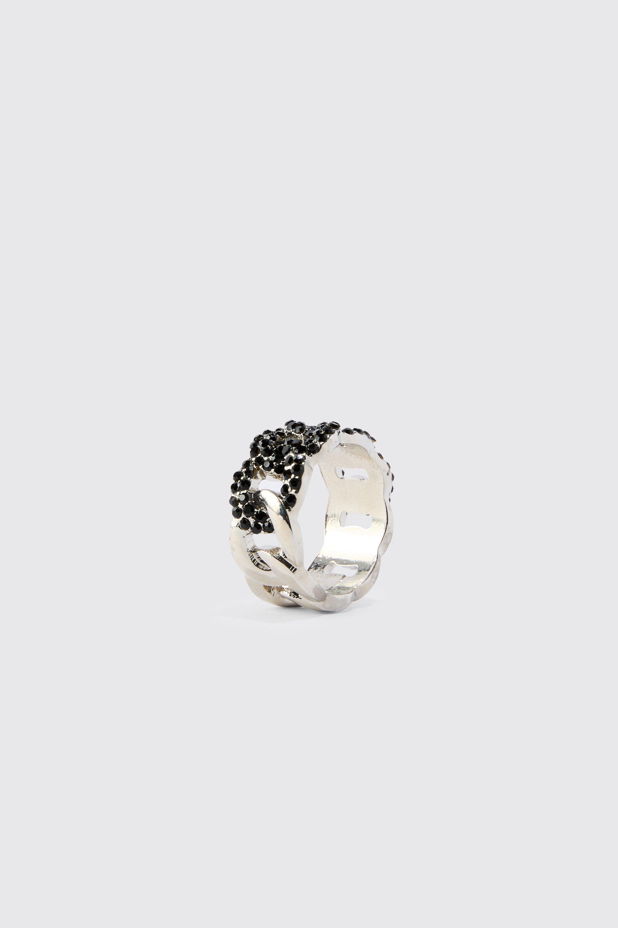 Mens Chain Ring In Black, Black