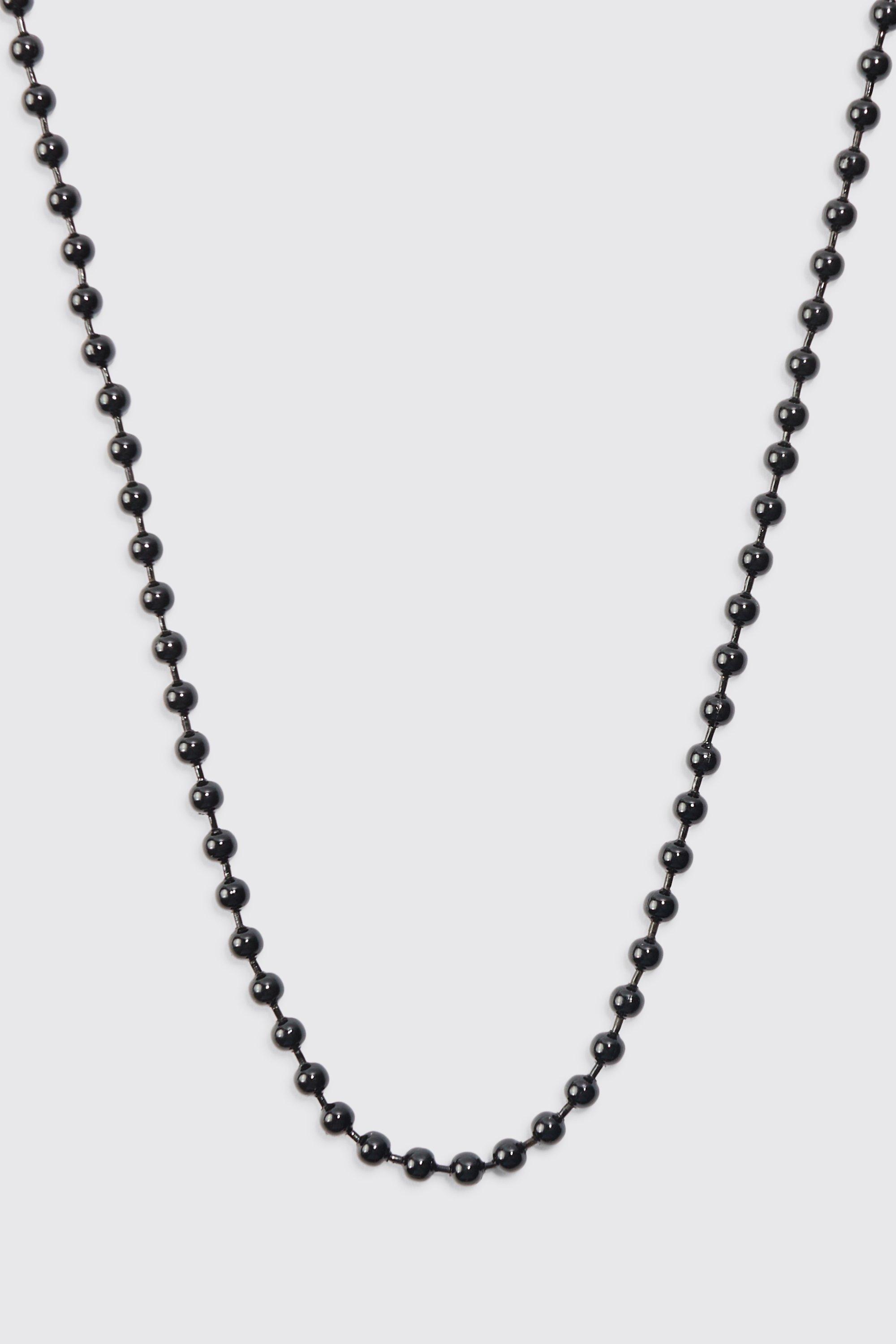 Image of Collana a catena in metallo nero con perline, Nero