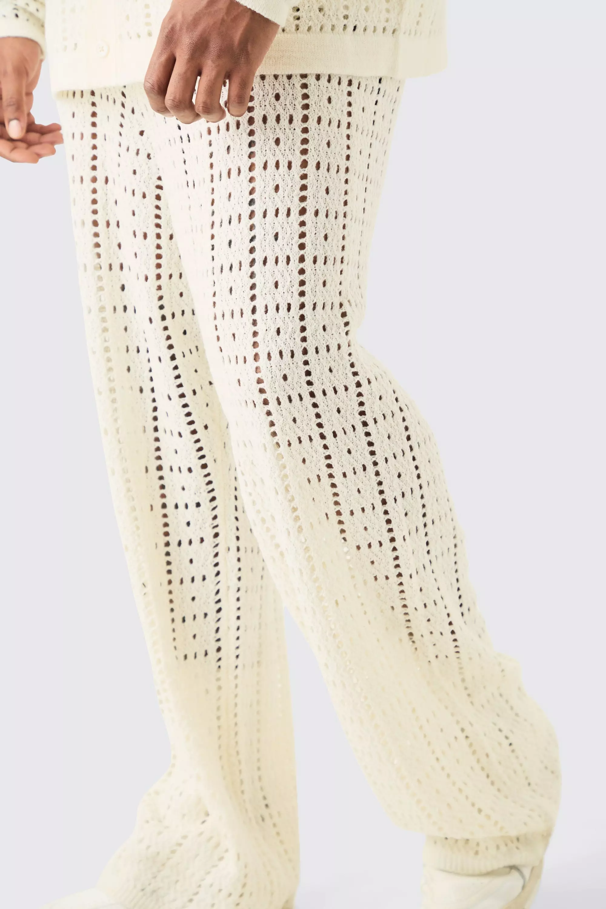 White Crochet Knit Tights