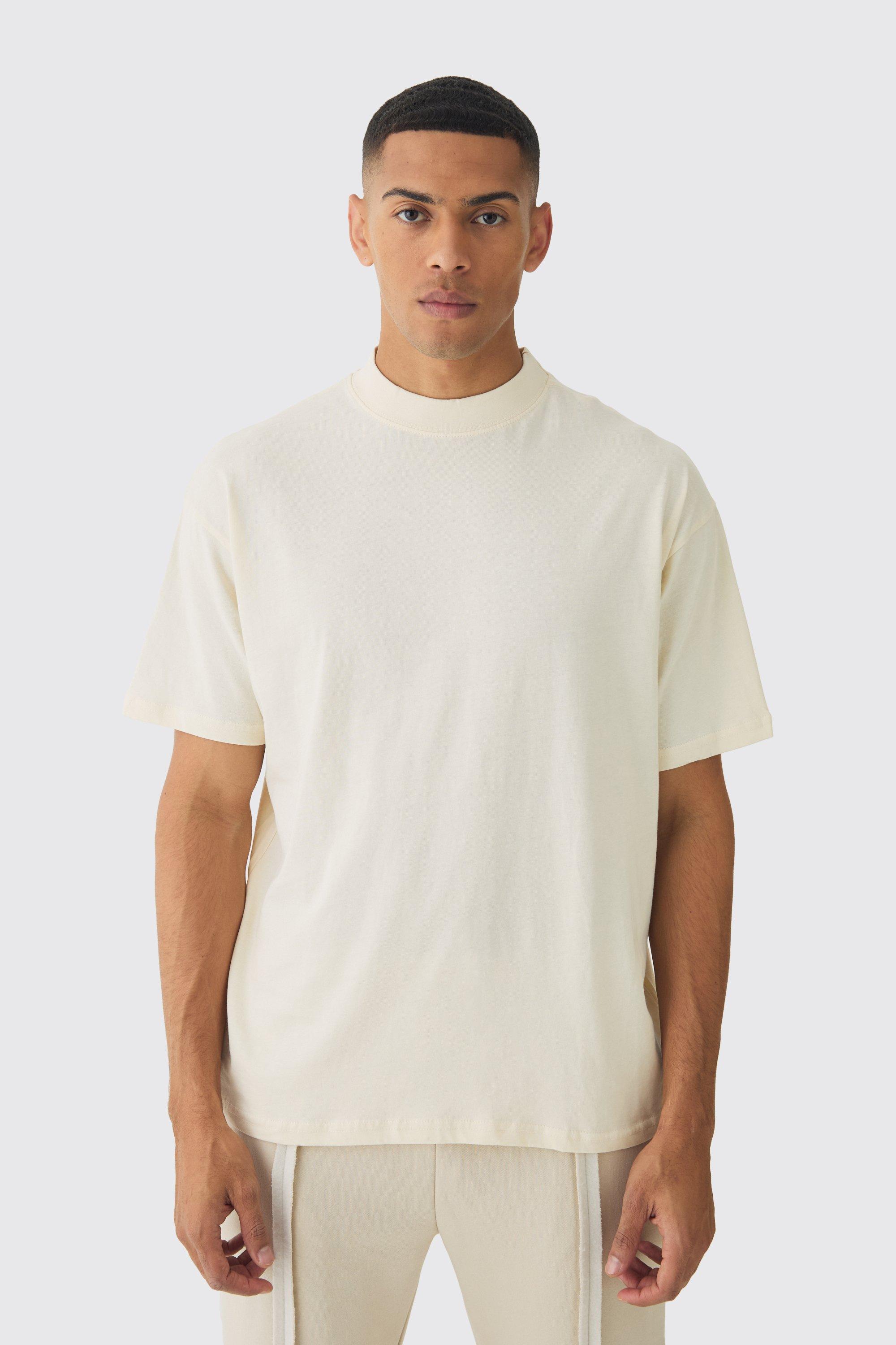 T-shirt oversize con girocollo esteso, Cream