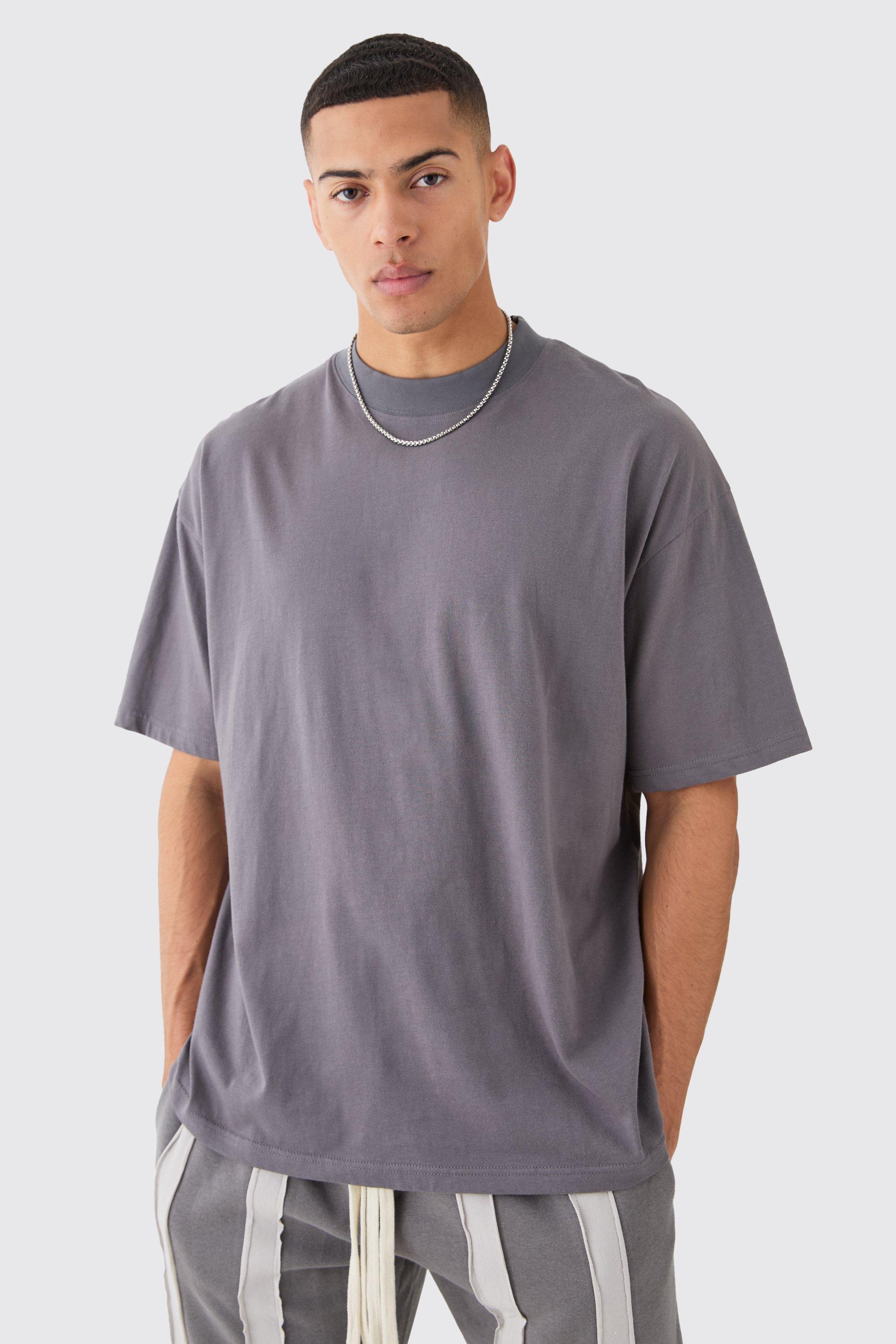 Image of T-shirt oversize con girocollo esteso, Grigio