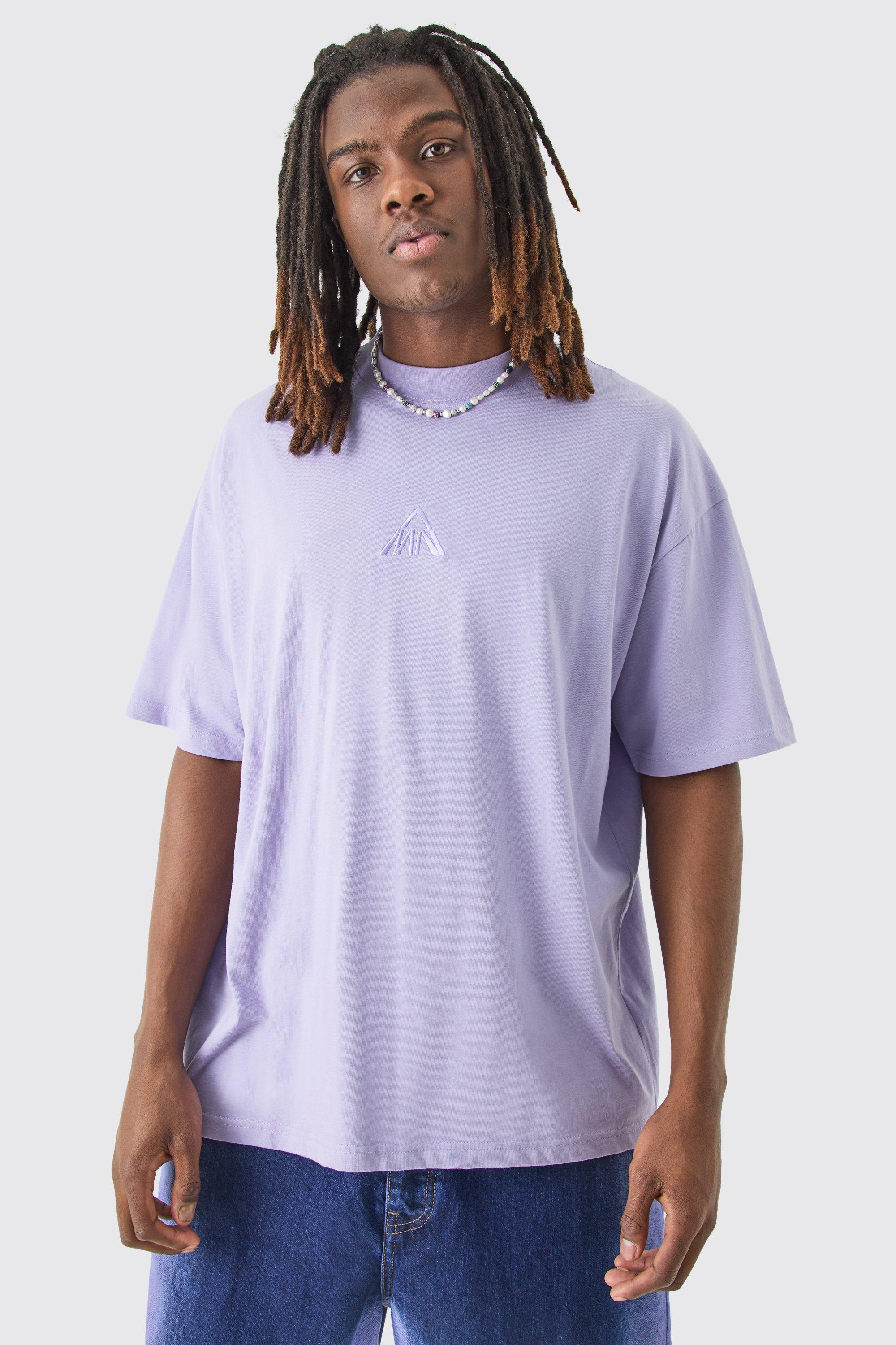 Image of T-shirt oversize Man con girocollo esteso, Purple