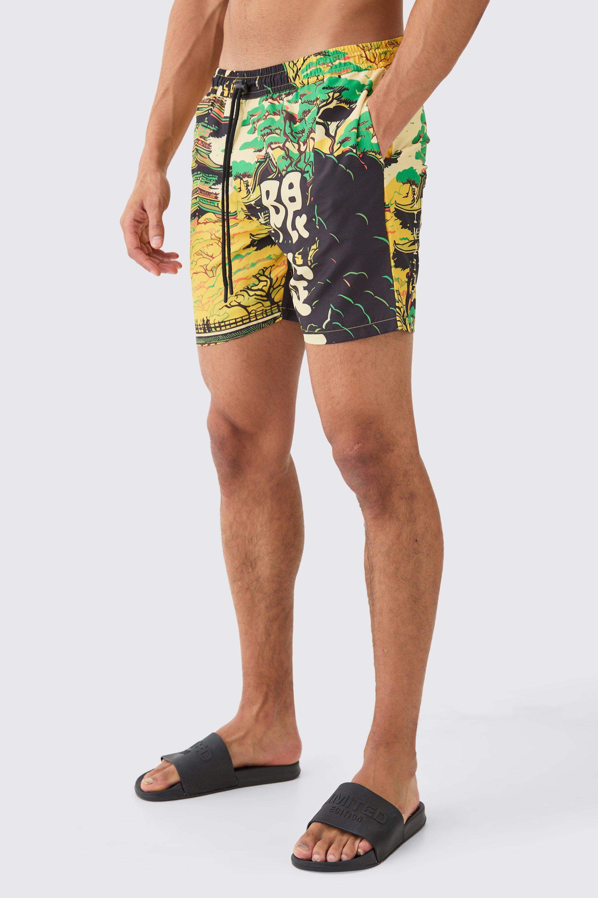 Mens Multi Mid Length Scenic Swim Short, Multi