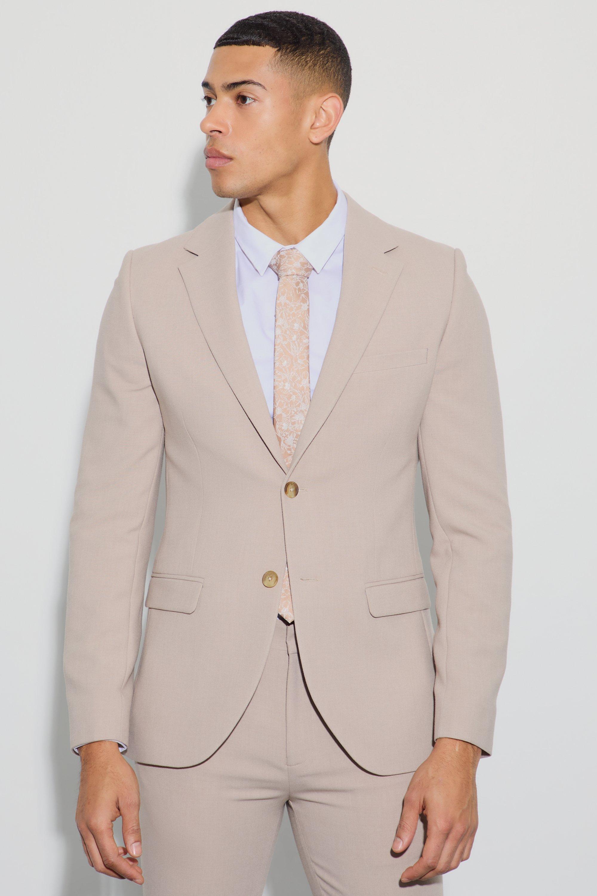 Image of Giacca completo a monopetto Skinny Fit in jersey, Beige