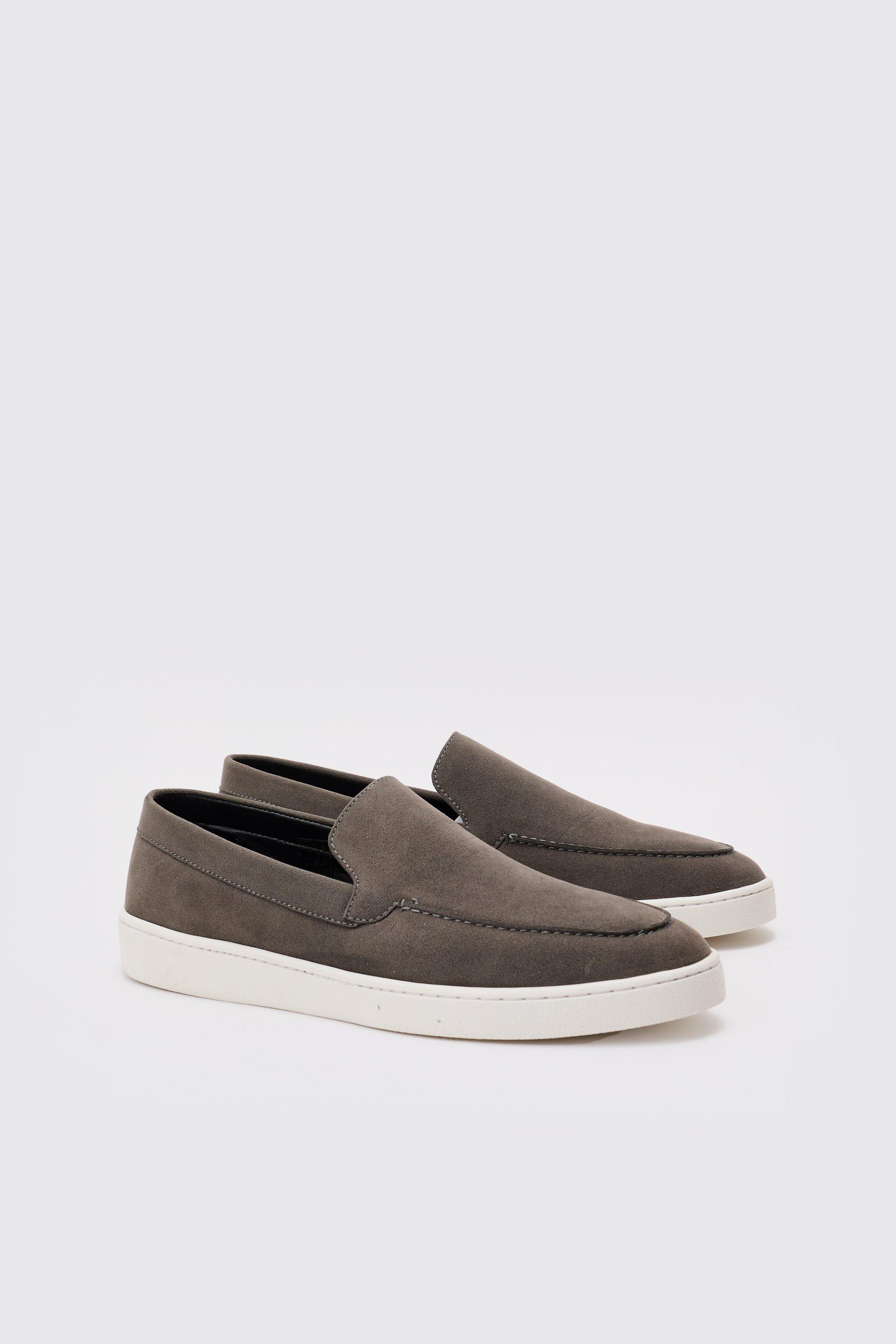 faux suede slip on loafer in grey homme - gris - 7, gris