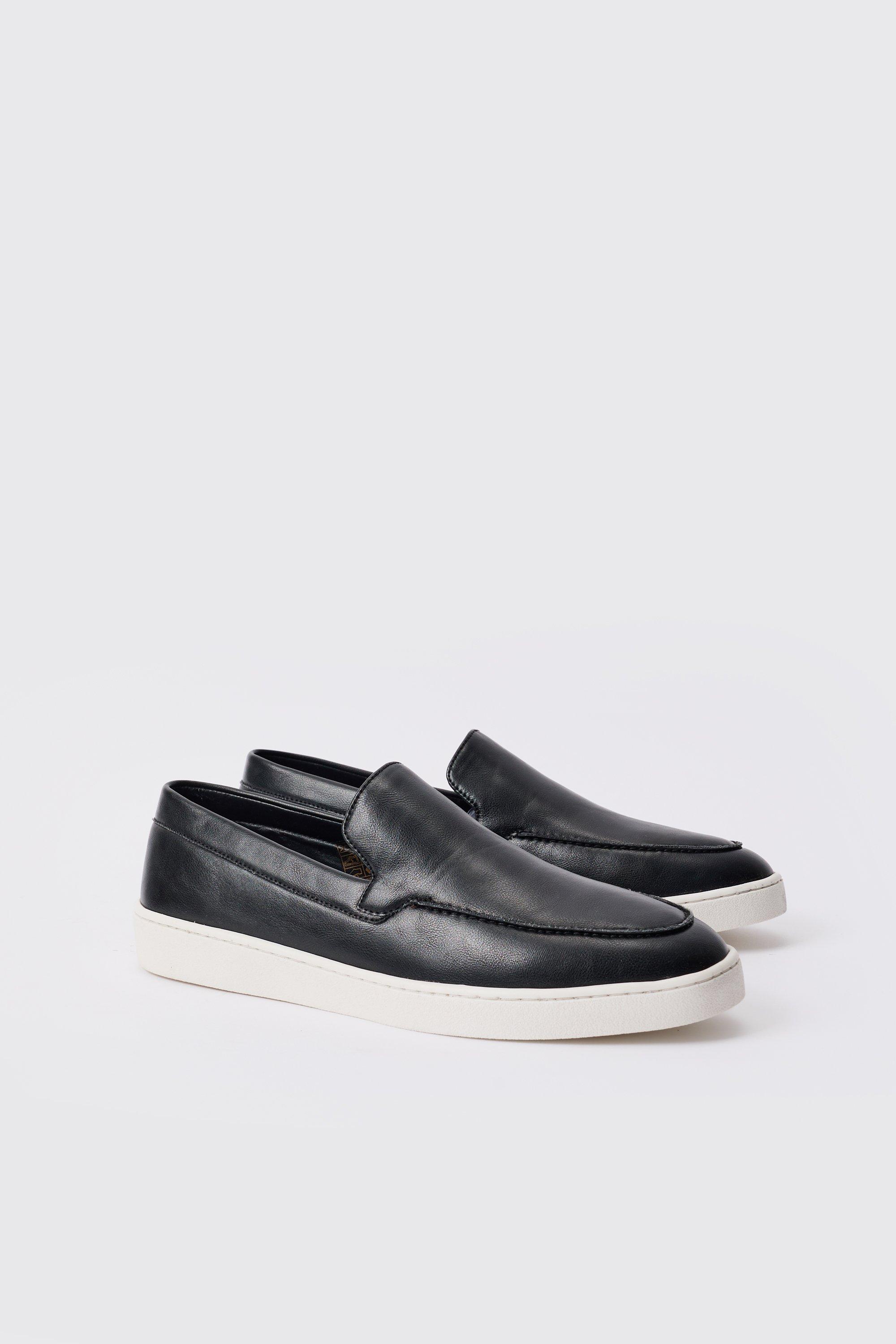 Mens PU Slip On Loafer In Black, Black