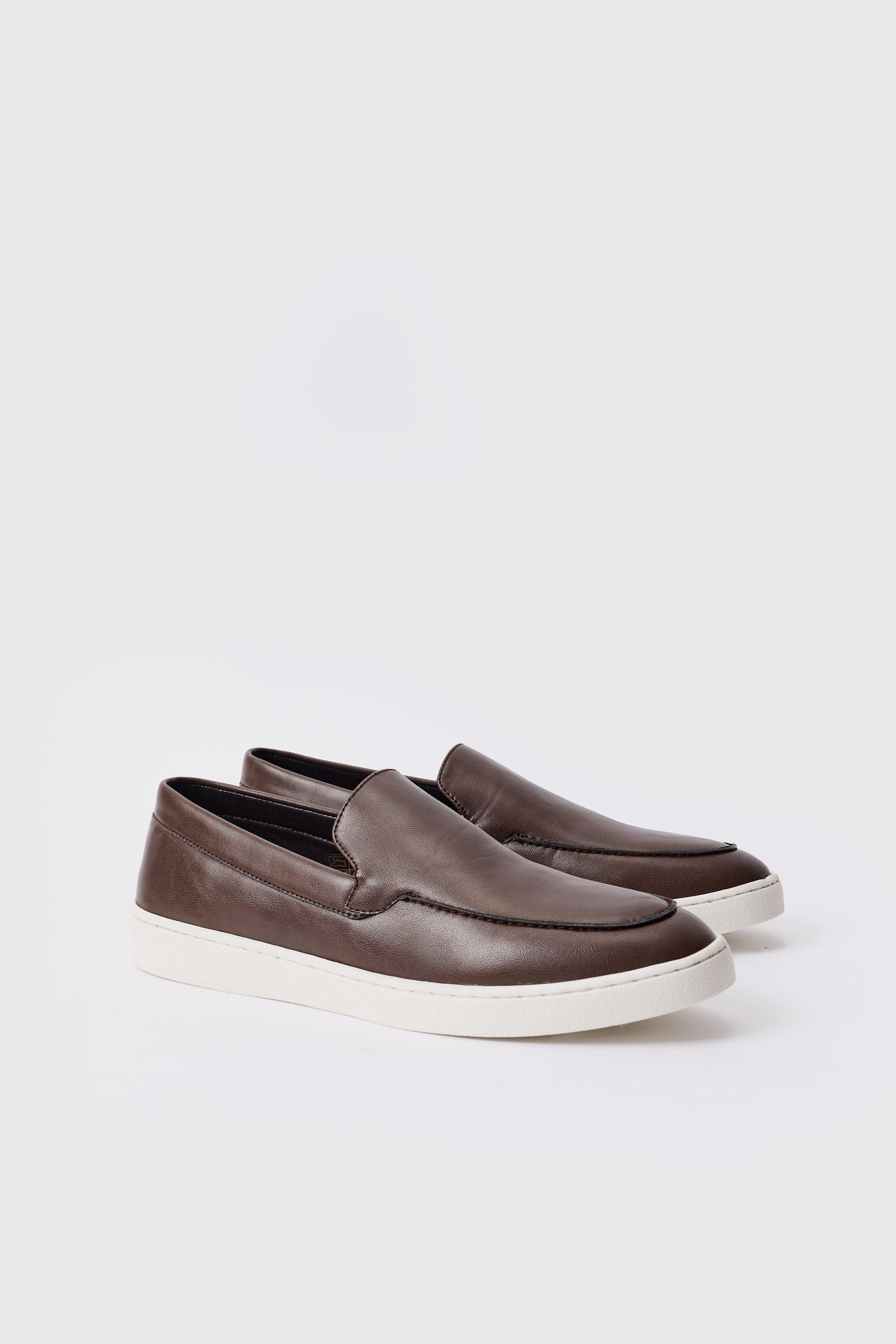 Image of Pu Slip On Loafer In Brown, Brown