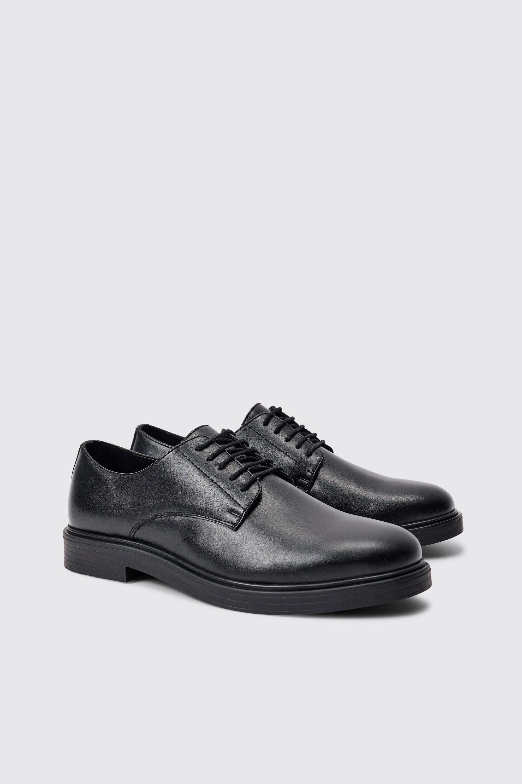 Image of Pu Lace Up Loafer In Black, Nero