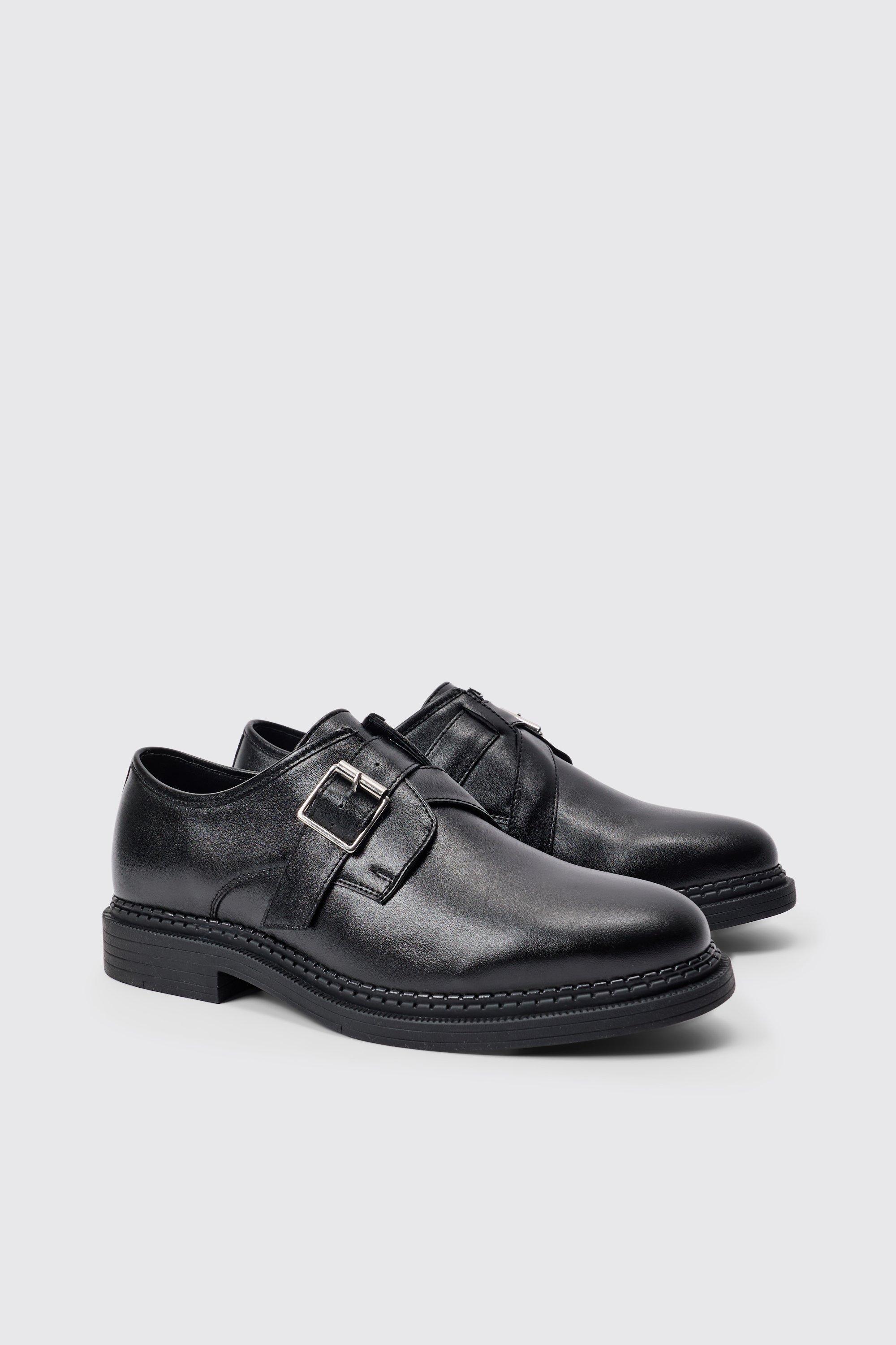 pu cross over strap detail loafer in black homme - noir - 7, noir