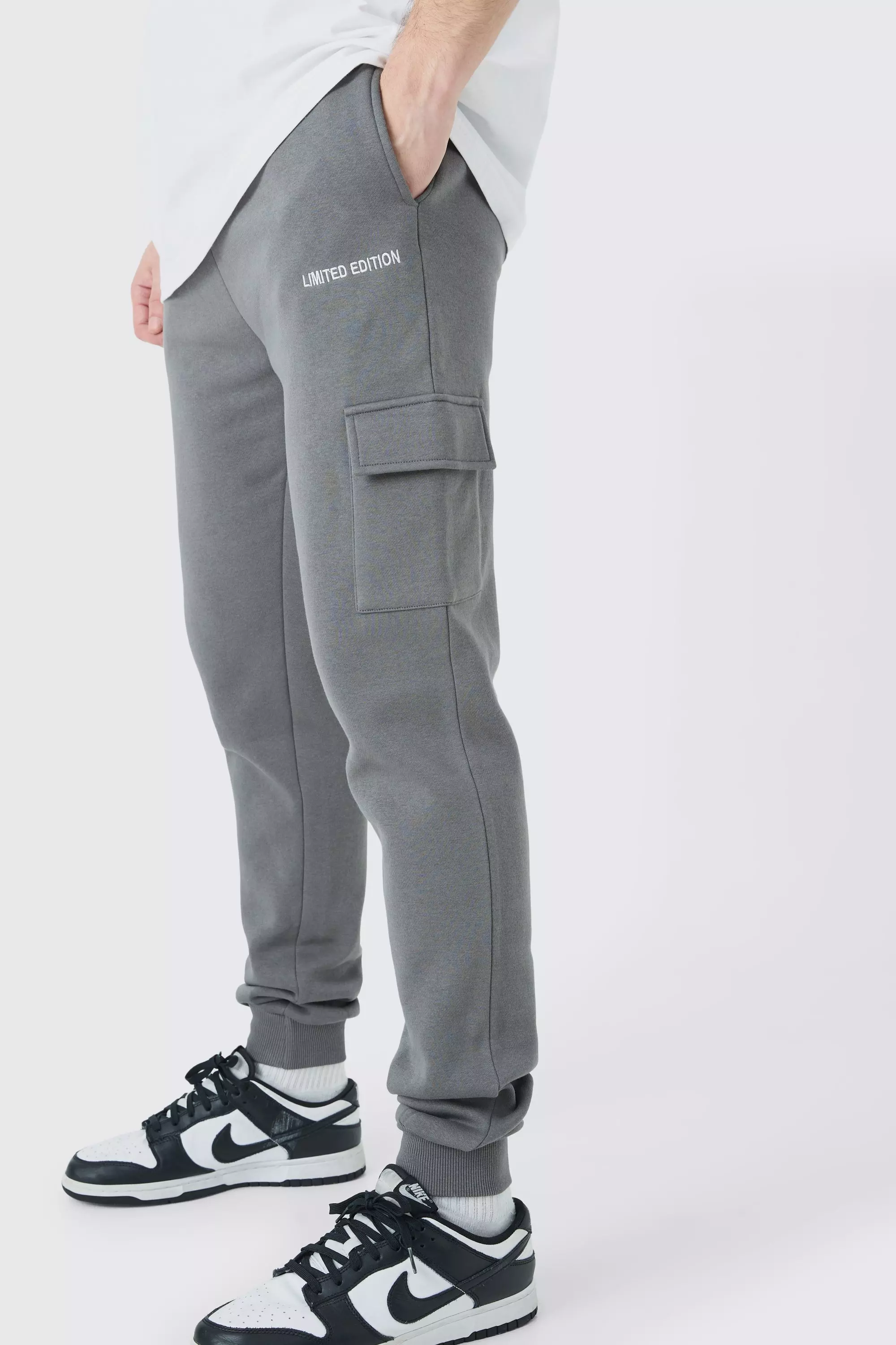 Boohooman grey 2025 cargo joggers