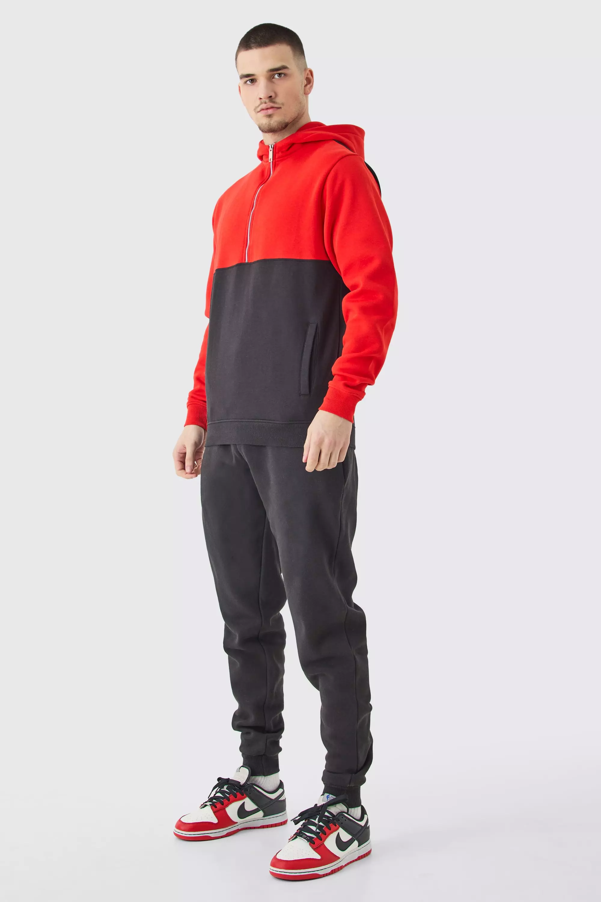 Tall Slim Fit Colour Block Half Zip Tracksuit